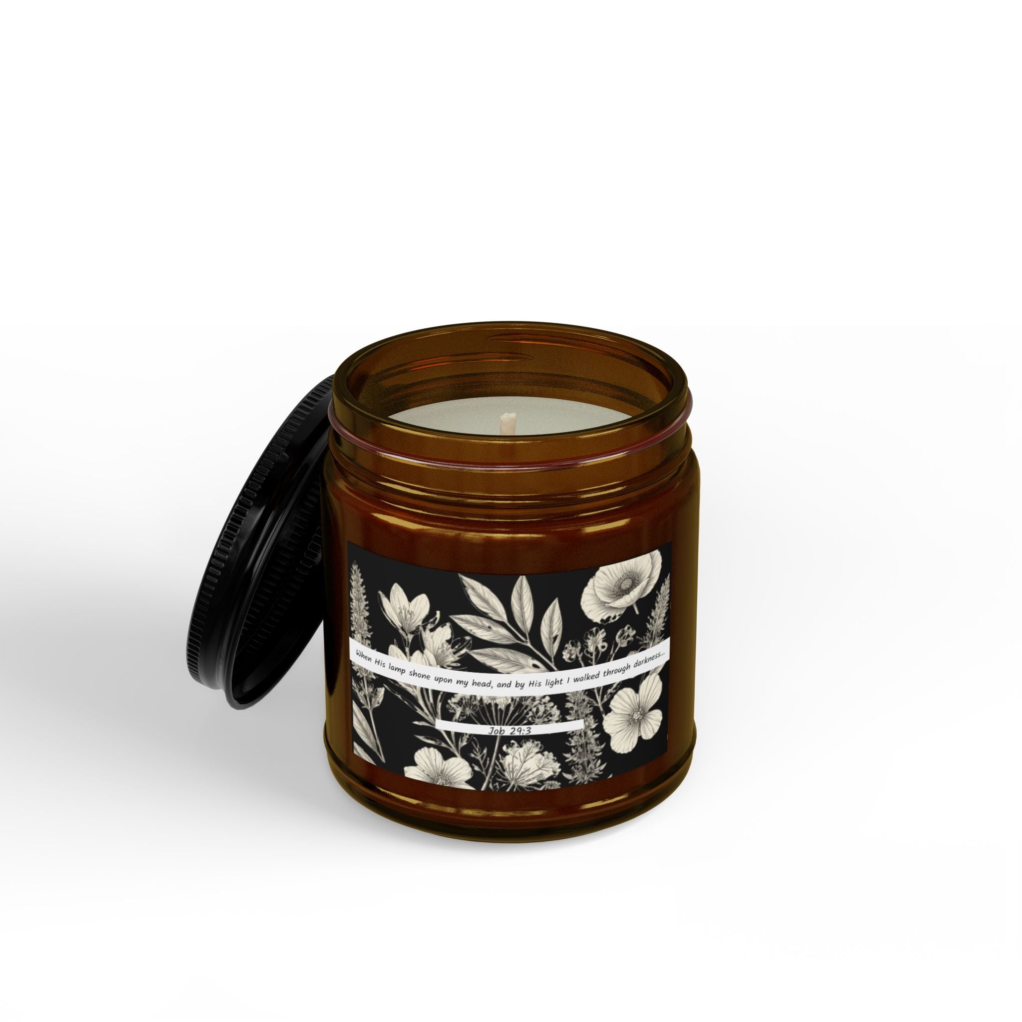 Job 29:3: B&W Botanical Design — Soy Candle (4oz & 9oz)
