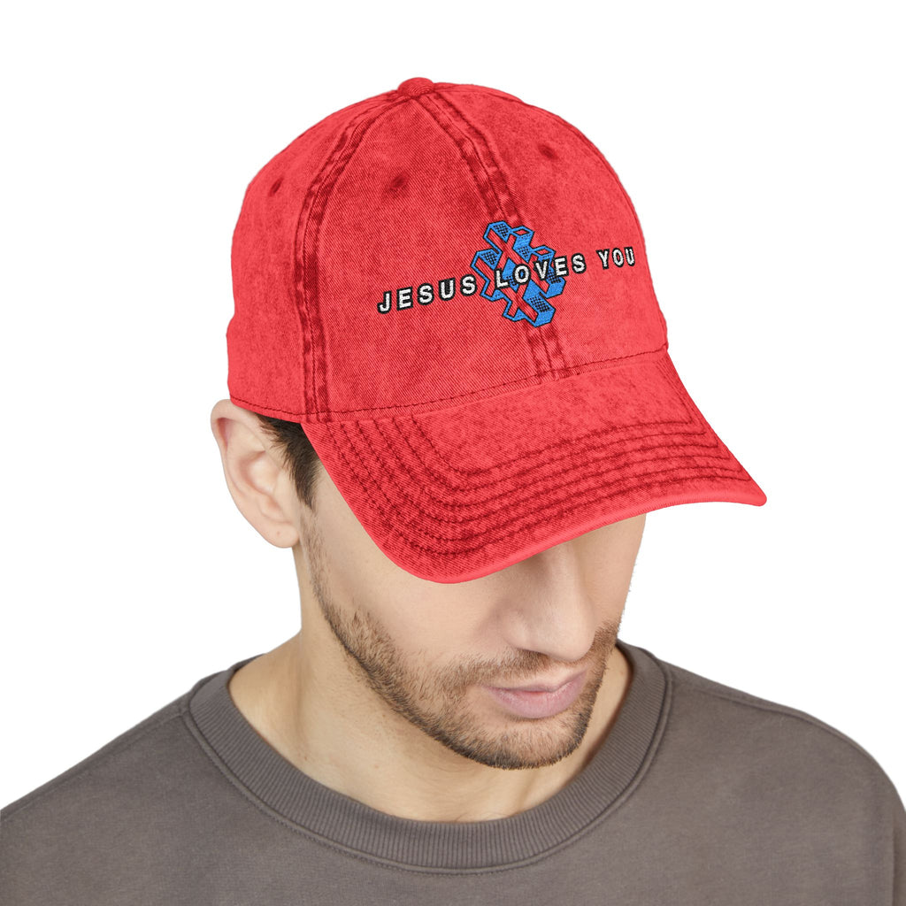 '# Jesus Loves You' Embroidered Vintage Cap