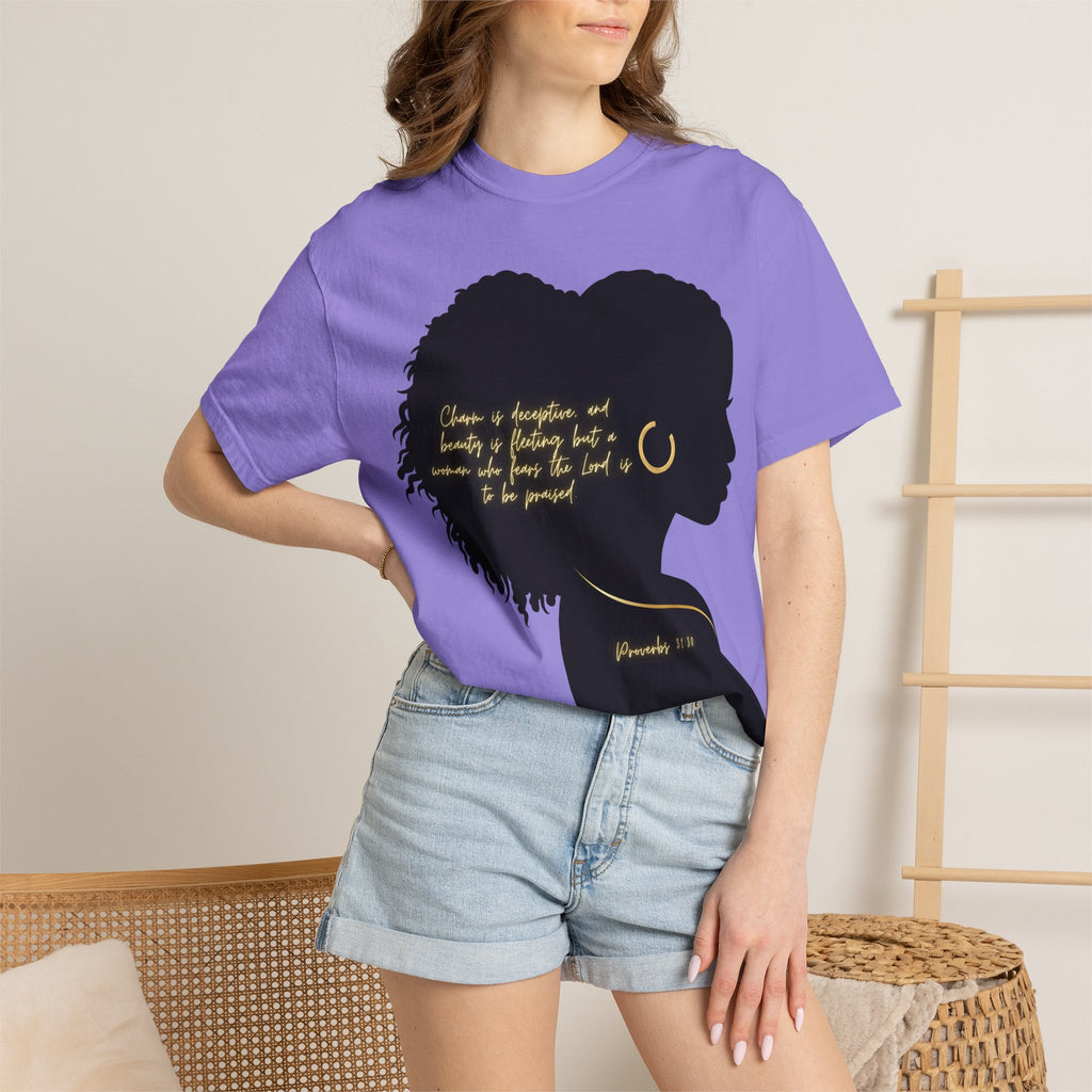 Proverbs 31:30 Gold Earring - T-Shirt