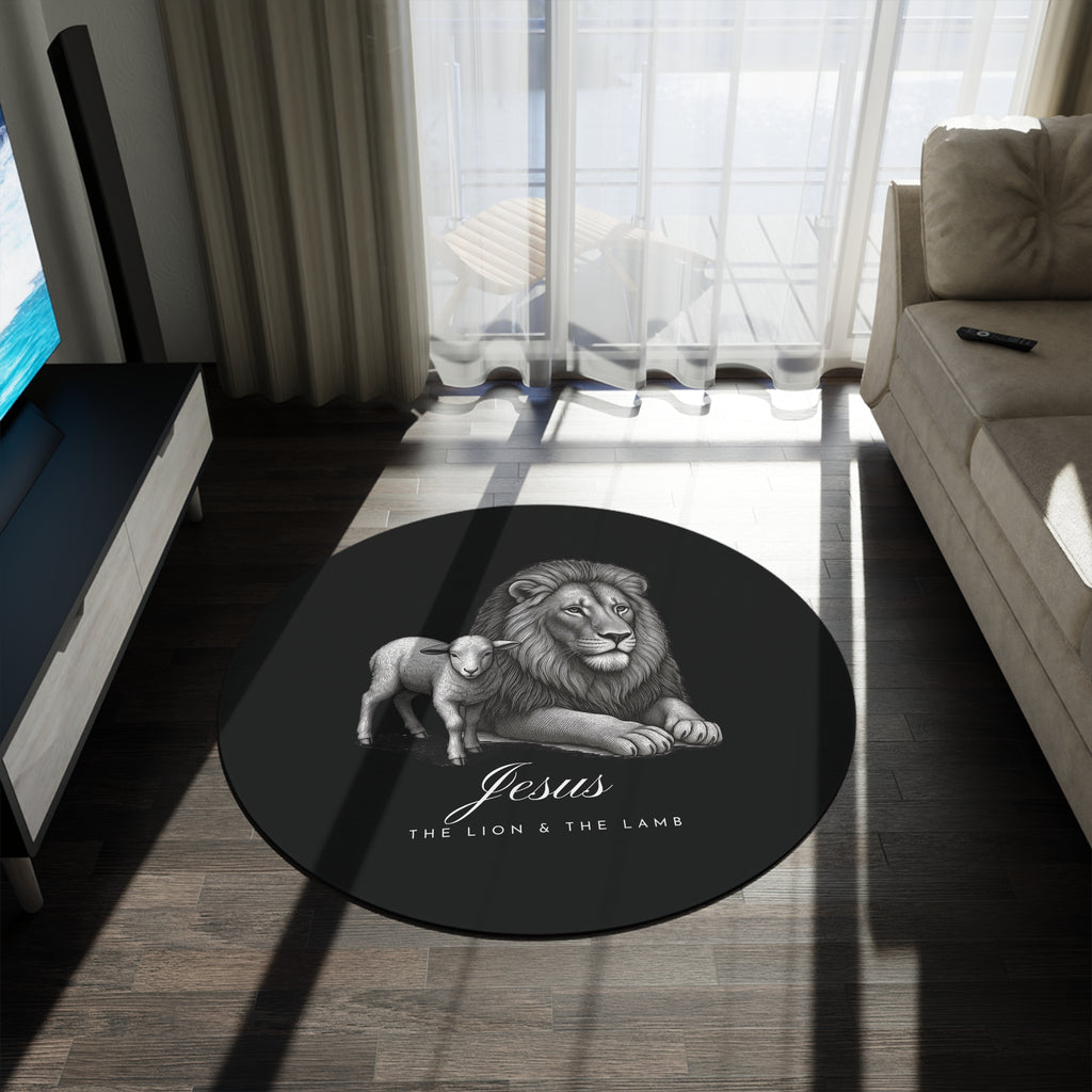 "Jesus: The Lion & The Lamb" — Round Rug