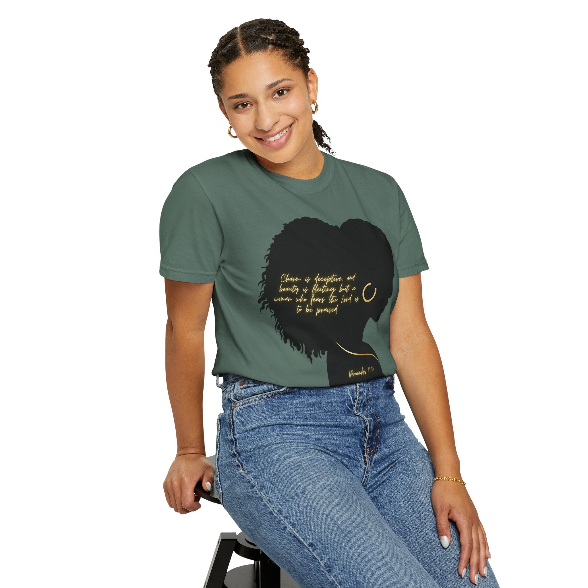 Proverbs 31:30 Gold Earring - T-Shirt