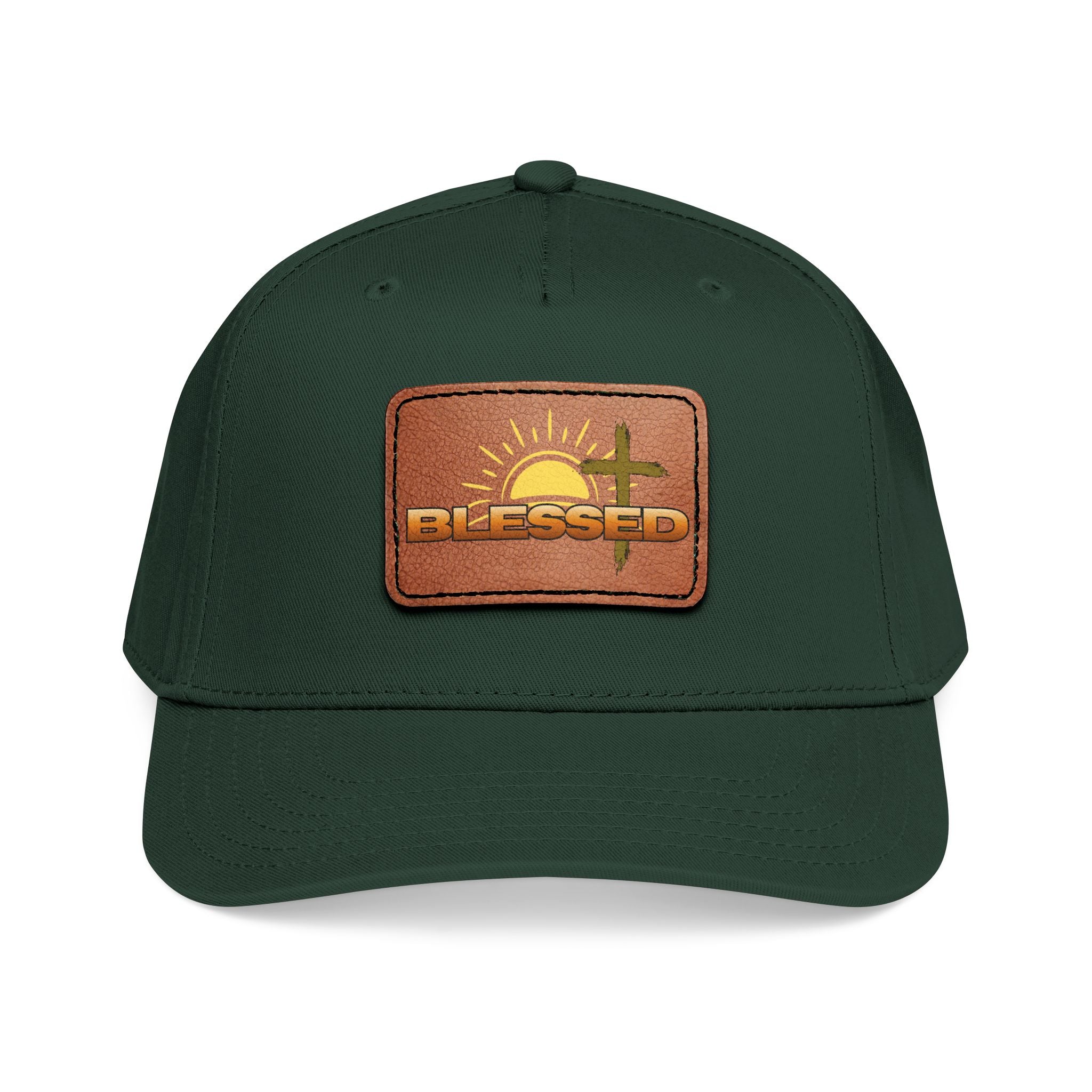 'Blessed' Sunrise Leather Patch Baseball Cap — Sunrise Cross Christian Hat