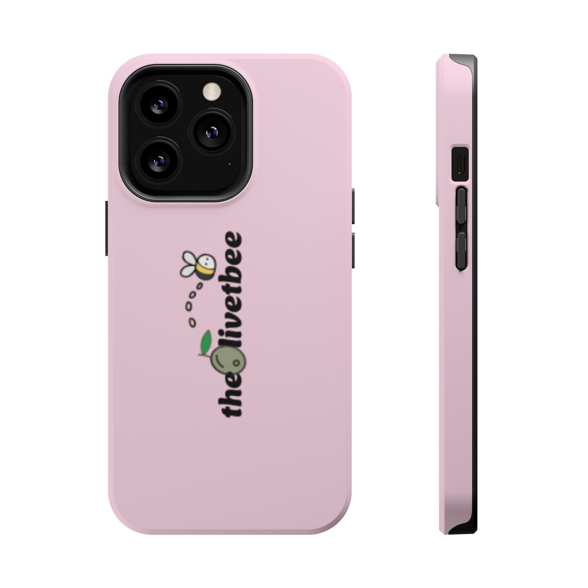 Pink Magnetic Impact-Resistant Phone Case — 'theolivetbee' , Shockproof MagSafe-Compatible Protection
