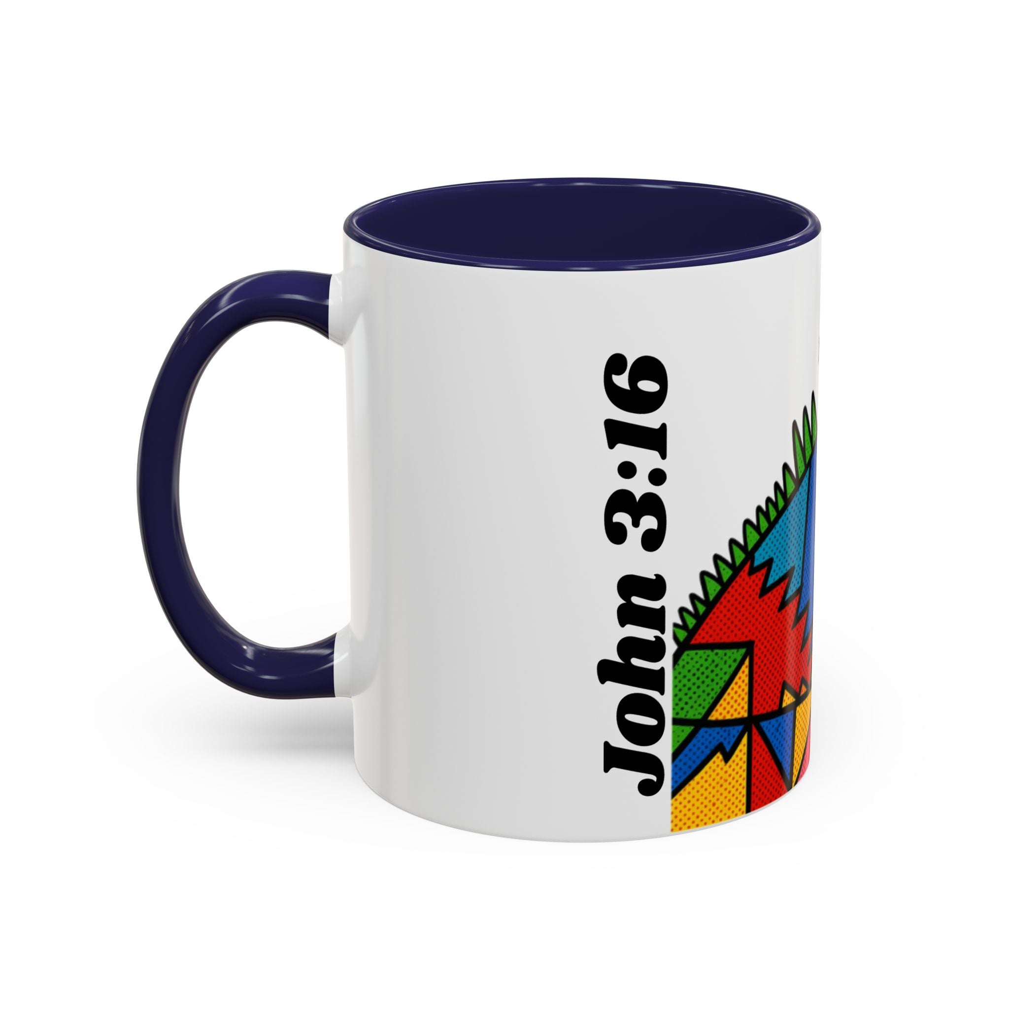 Colorful Christian Cross Accent Coffee Mug — Vibrant Faith Art (11/15oz)