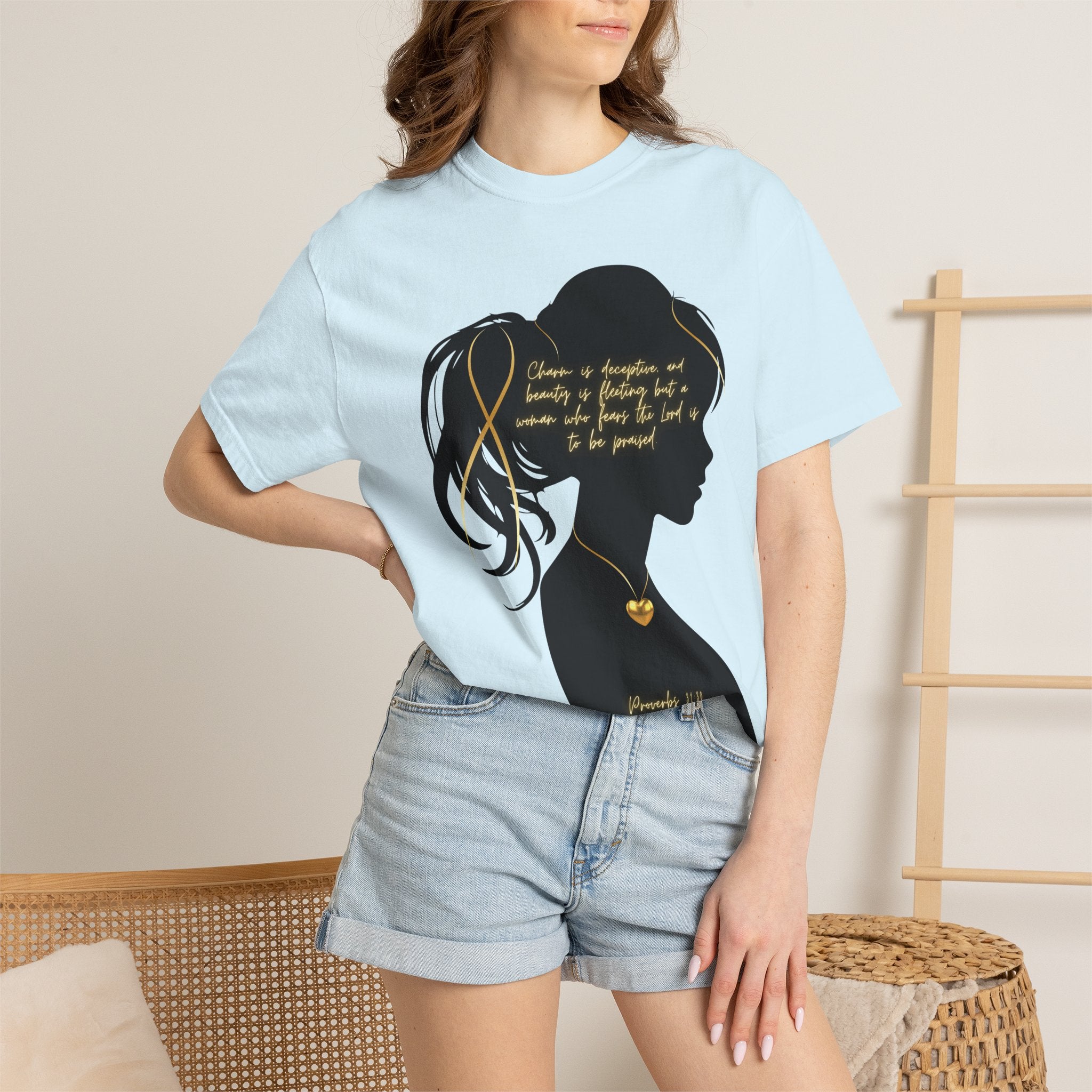 Proverbs 31:30 Gold Heart- T-Shirt