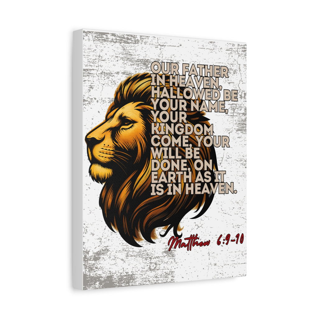 Matthew 6:9-10 Lion Prayer Wall Canvas