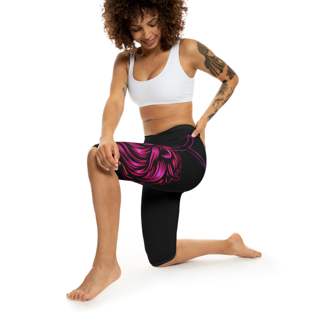 'Neon Lion & Cross' - Capri Leggings