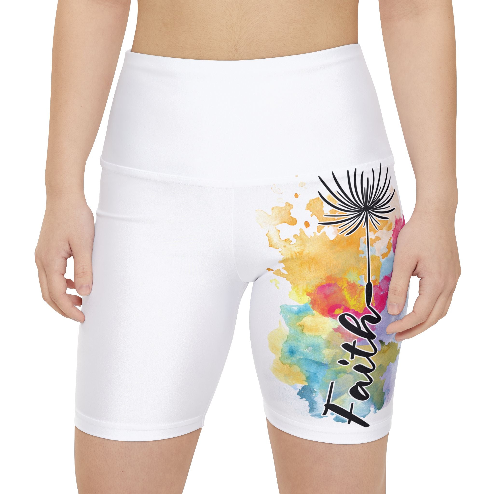 'Faith' Floral Dandelion -  Women's Workout Shorts