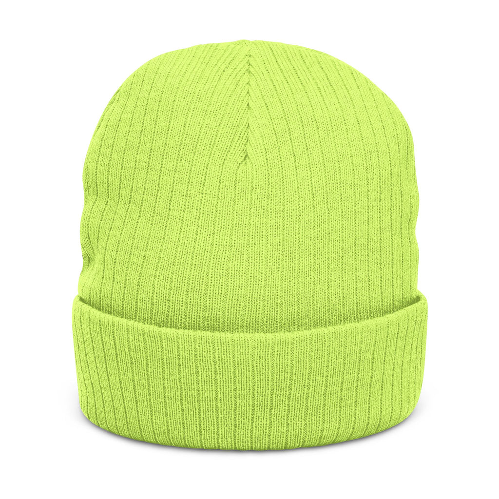 "GRACE." Embroidered Ribbed Knit Beanie