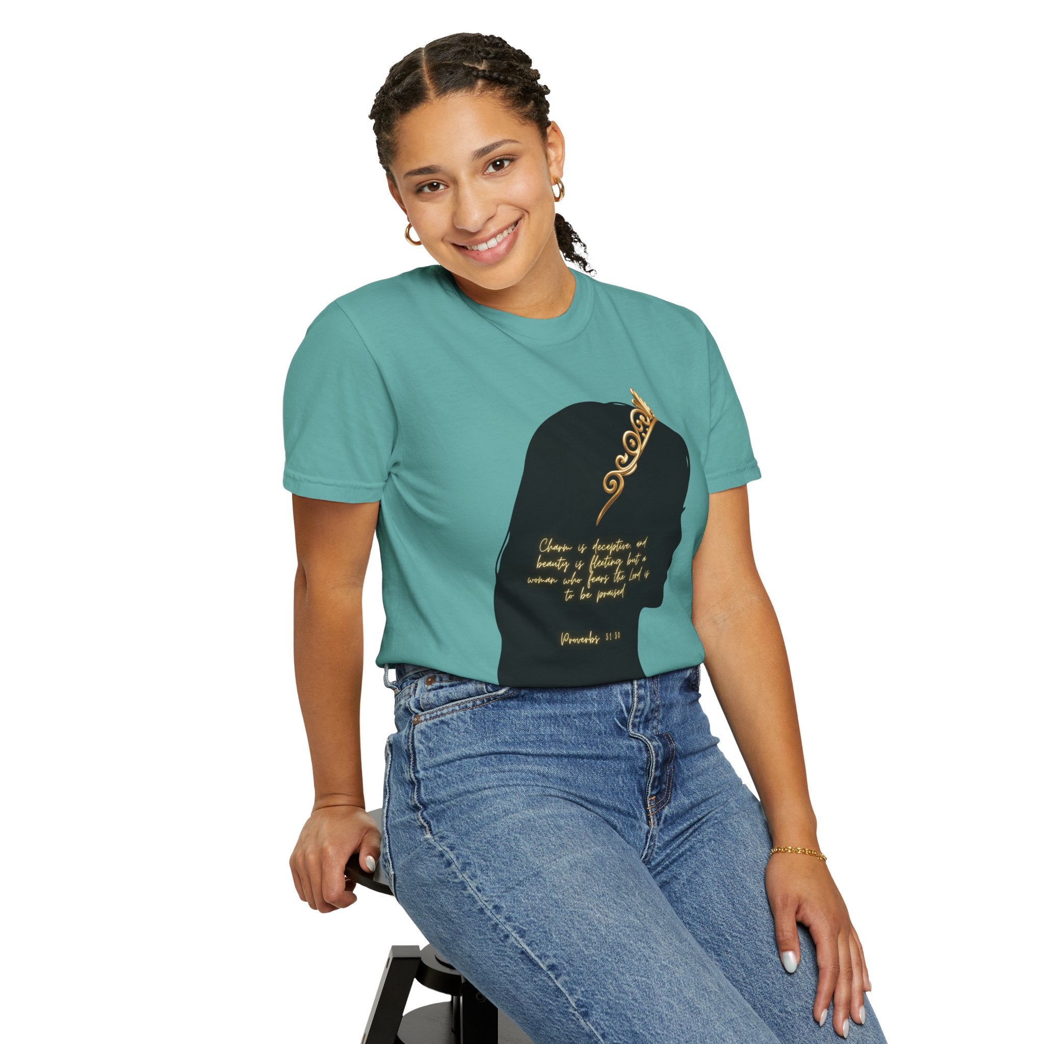 Proverbs 31:30 Gold Crown - T-Shirt