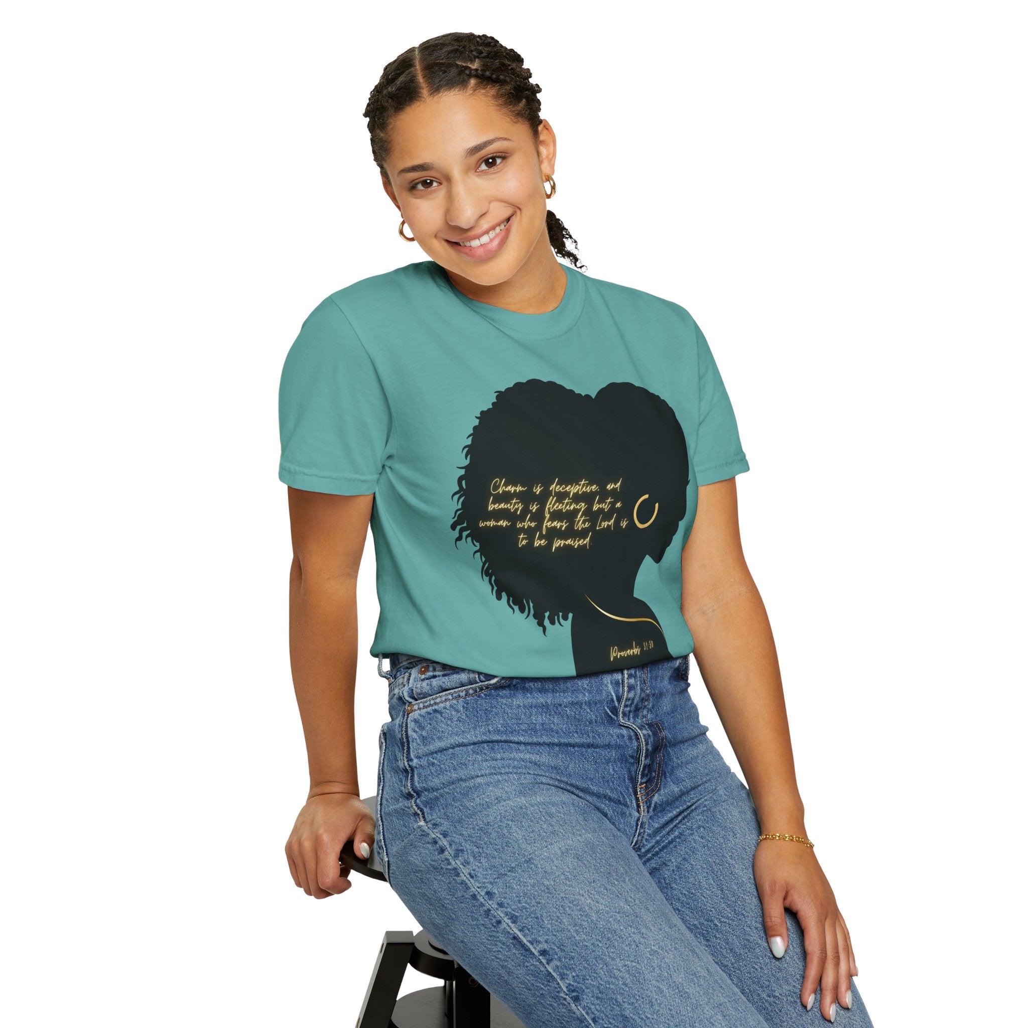 Proverbs 31:30 Gold Earring - T-Shirt