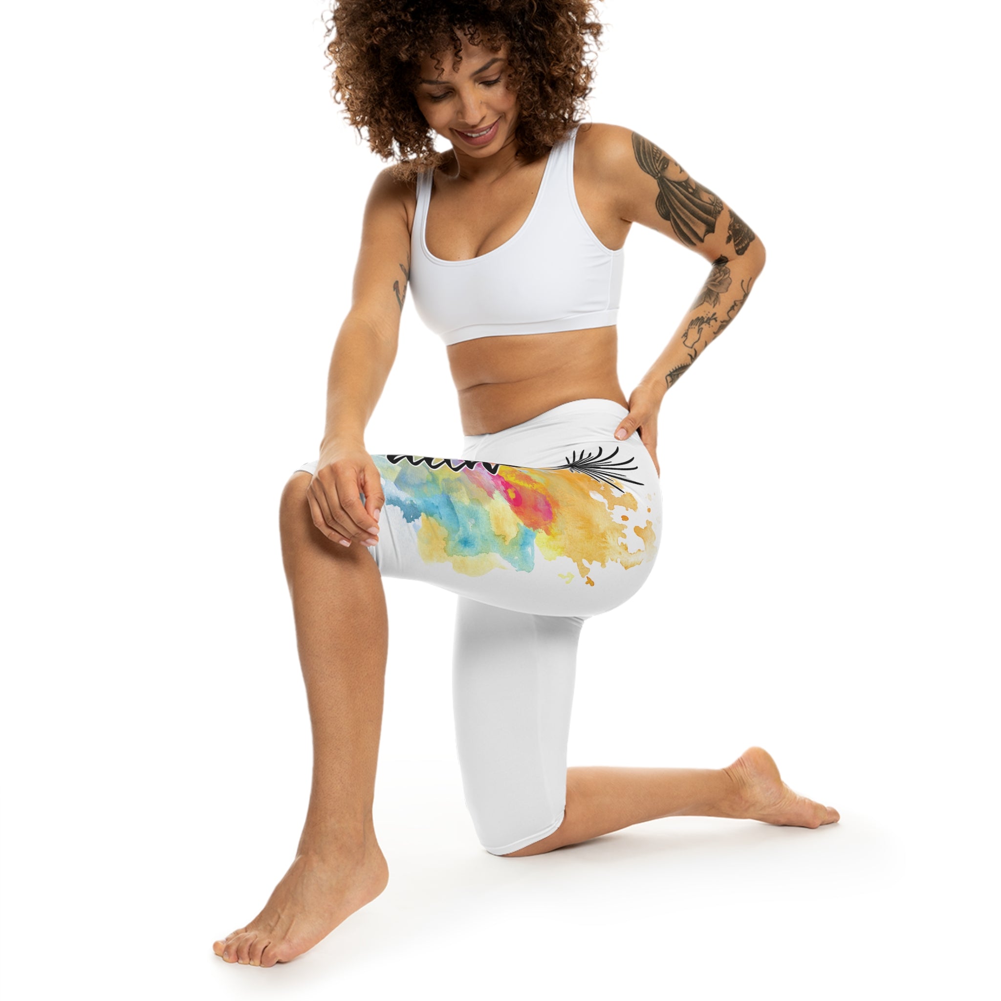 'Faith' Floral Dandelion — Capri Leggings