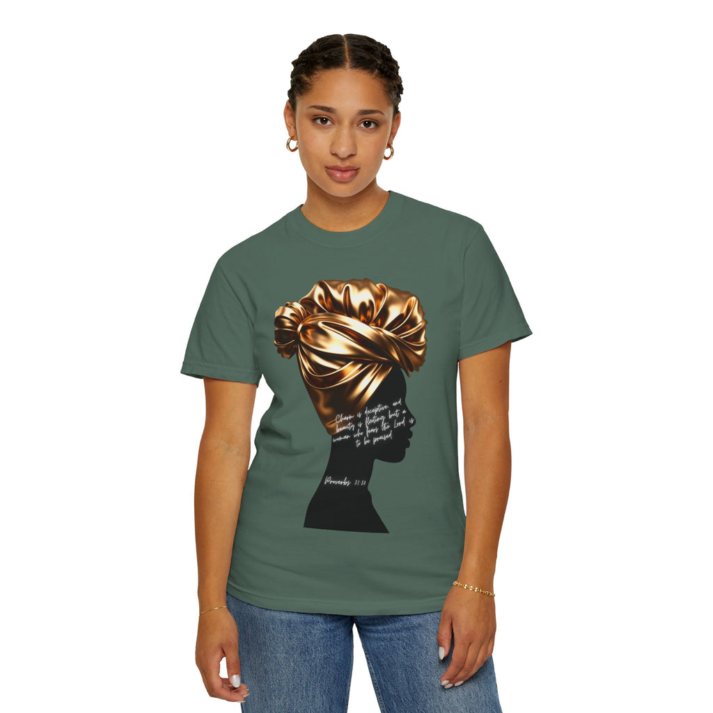 Proverbs 31:30 Gold Headwrap- T-Shirt