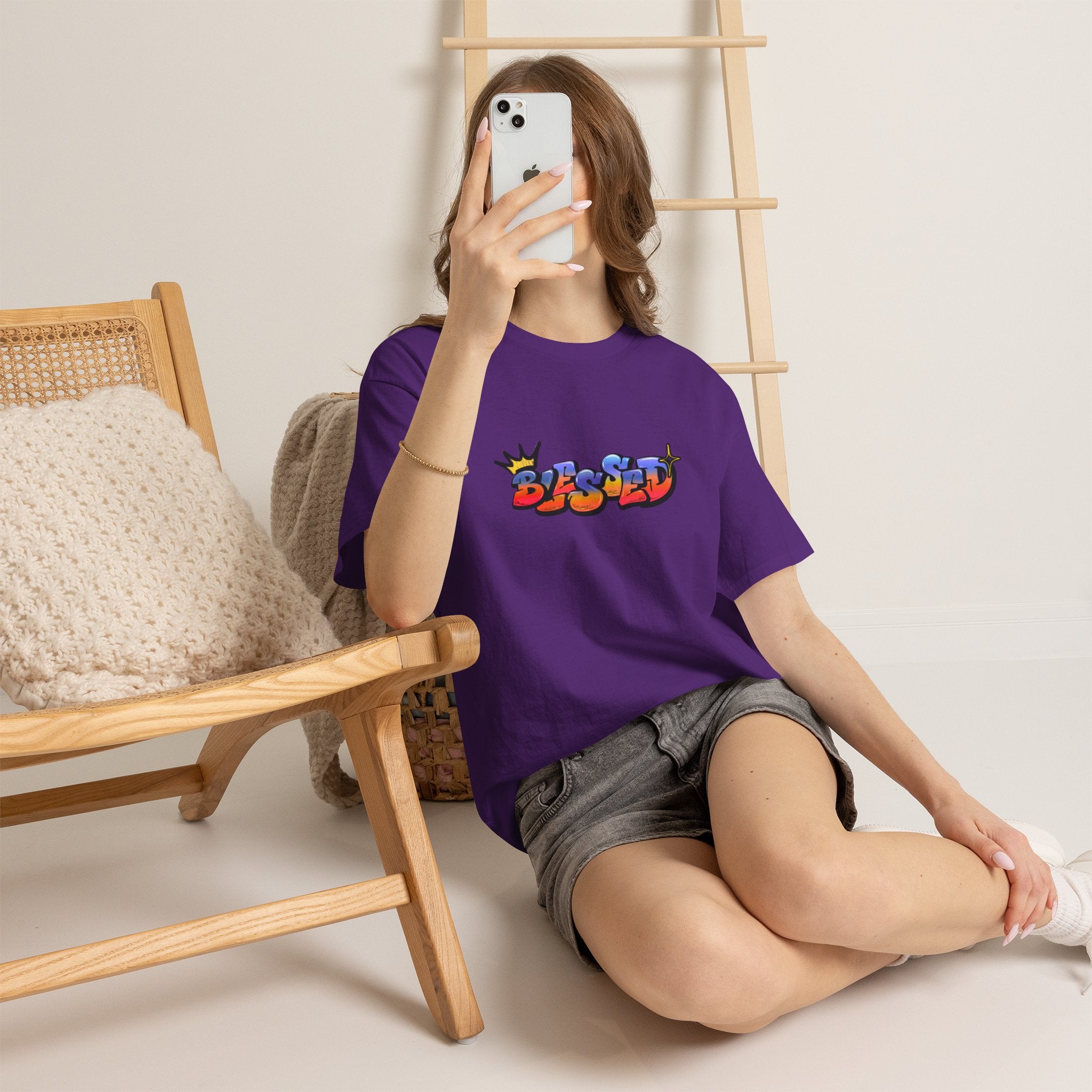 'Blessed' Crown Graffiti Tee
