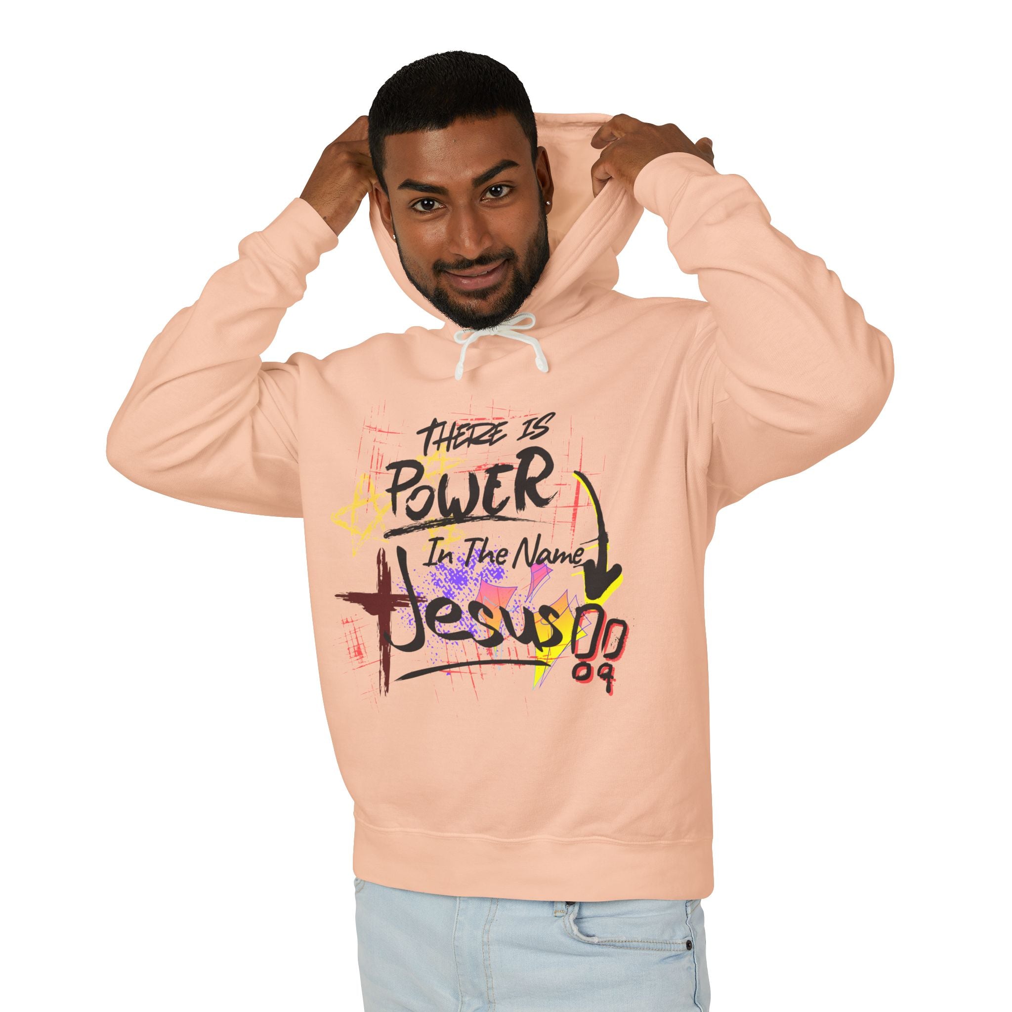 "There Is Power In The Name of Jesus" Lightweight Hooded Sweatshirt