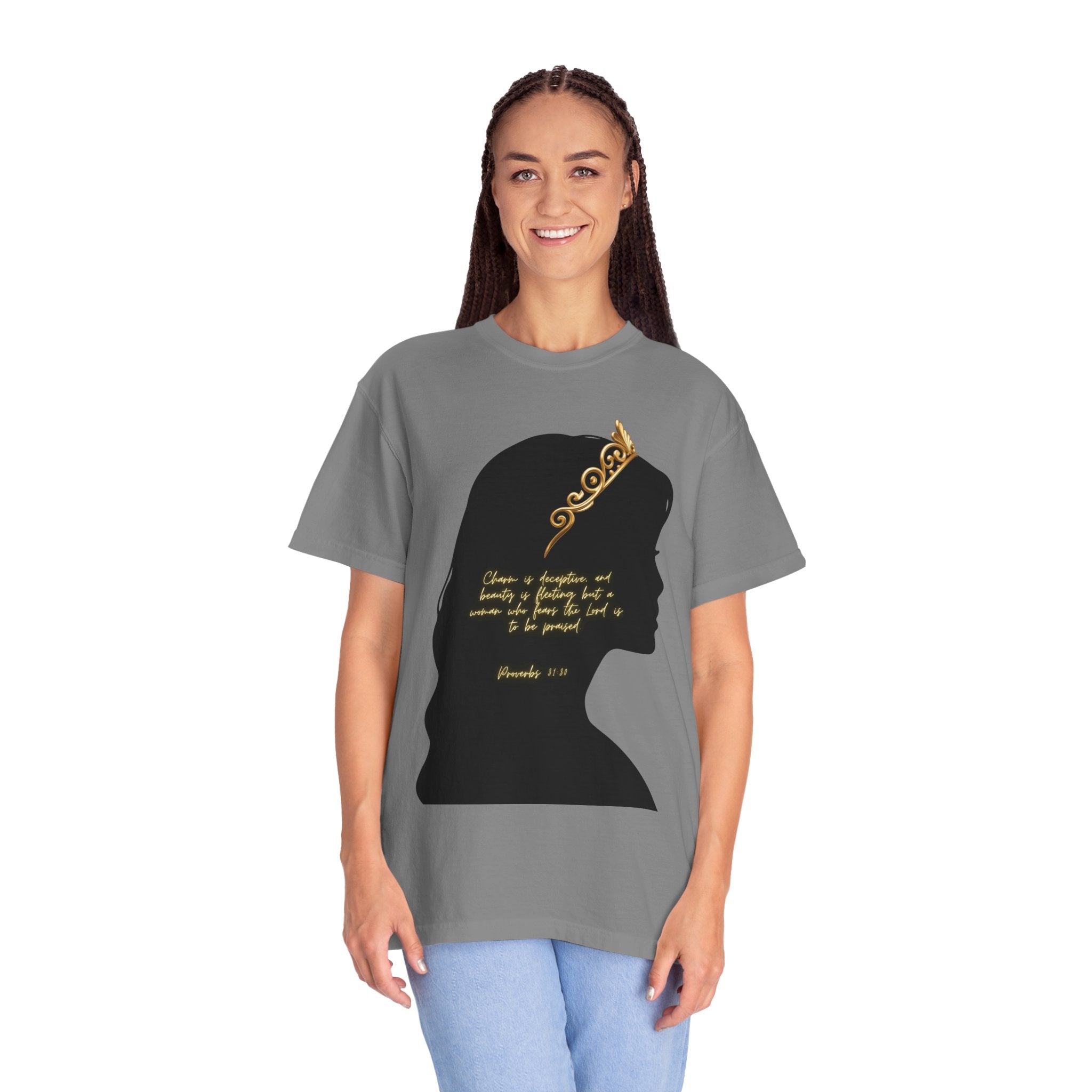 Proverbs 31:30 Gold Crown - T-Shirt