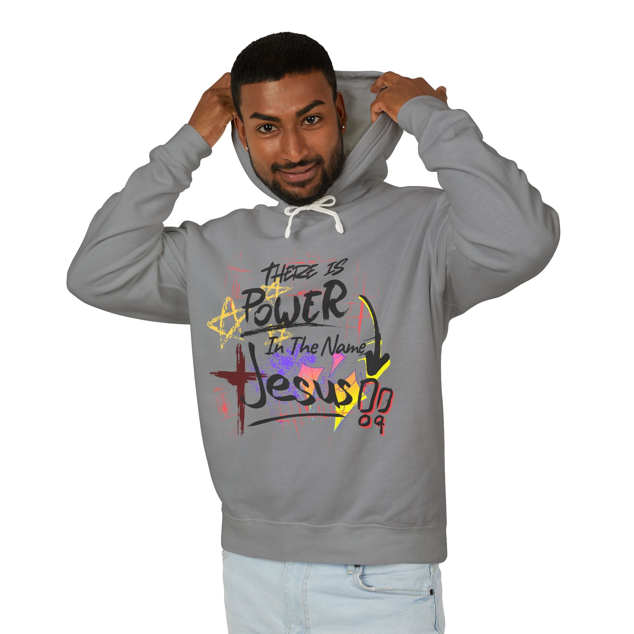 "There Is Power In The Name of Jesus" Lightweight Hooded Sweatshirt