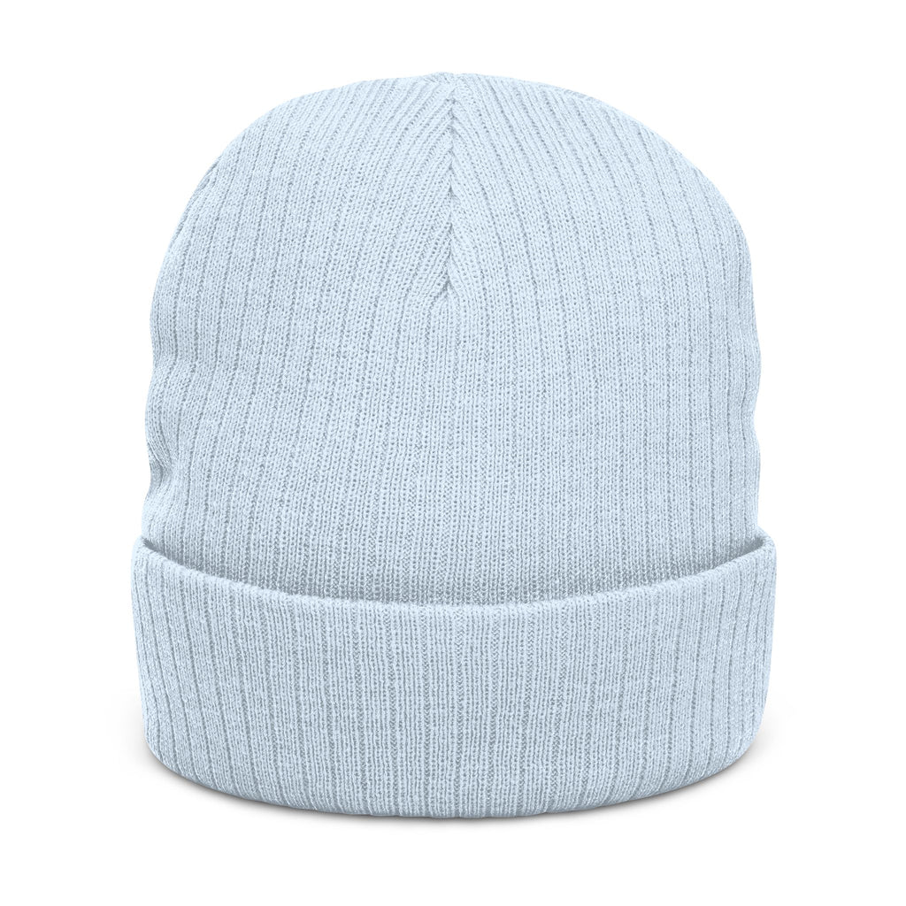 "GRACE." Embroidered Ribbed Knit Beanie