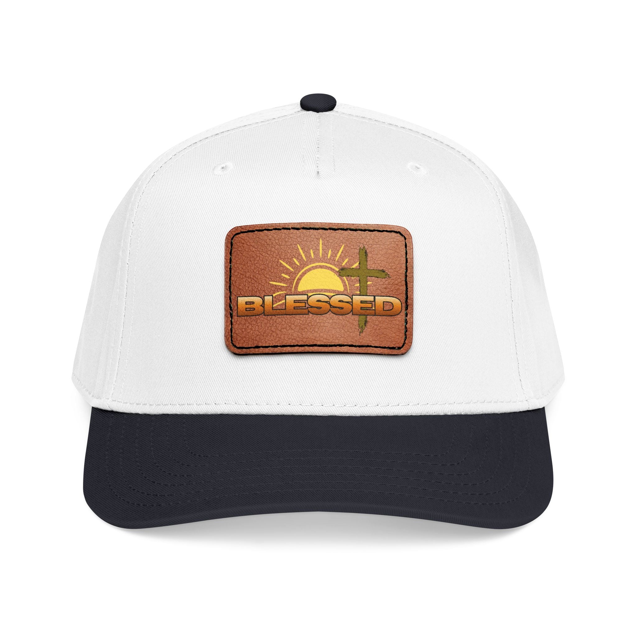 'Blessed' Sunrise Leather Patch Baseball Cap — Sunrise Cross Christian Hat