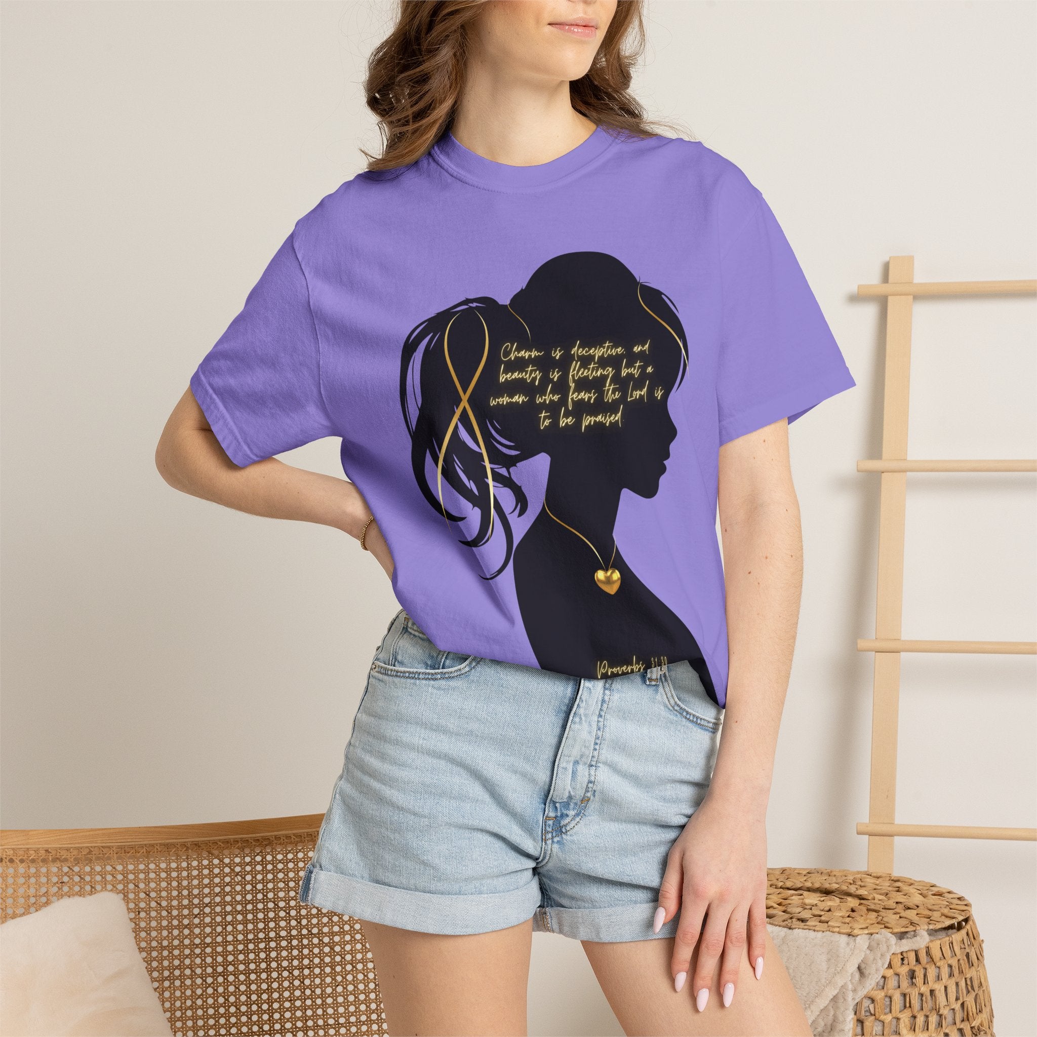 Proverbs 31:30 Gold Heart- T-Shirt