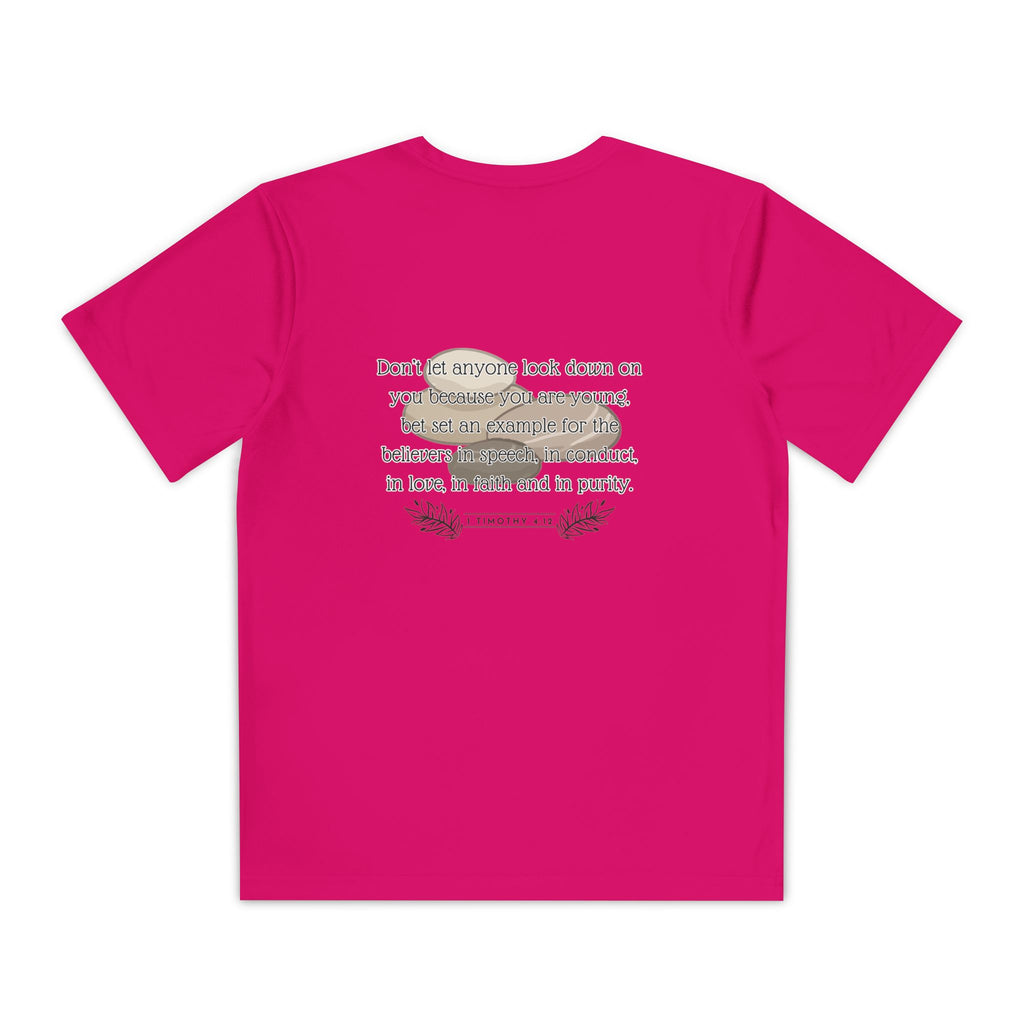 1 Timothy 4:12: 'Small But Mighty' Stones Youth Competitor Tee