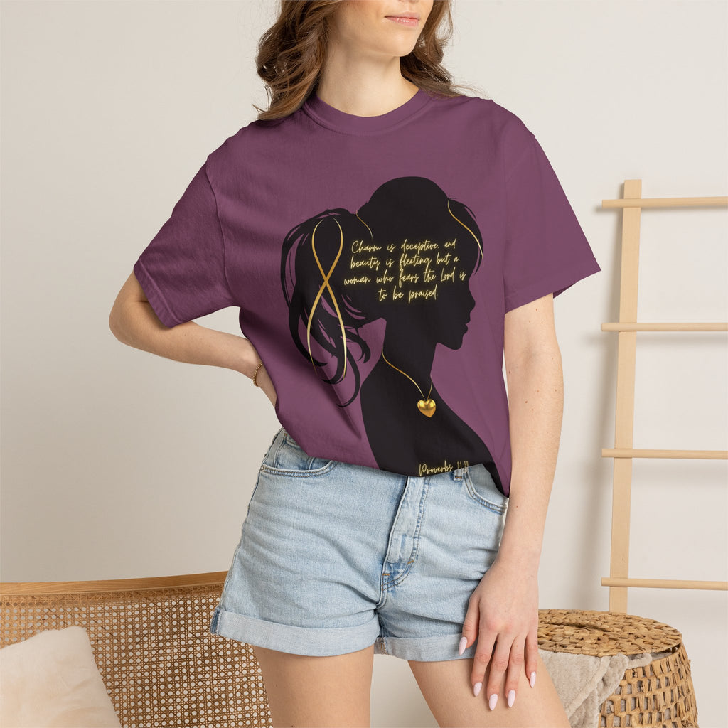 Proverbs 31:30 Gold Heart- T-Shirt