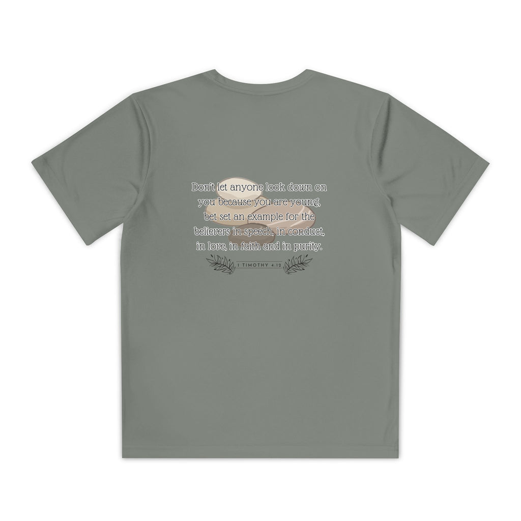1 Timothy 4:12: 'Small But Mighty' Stones Youth Competitor Tee