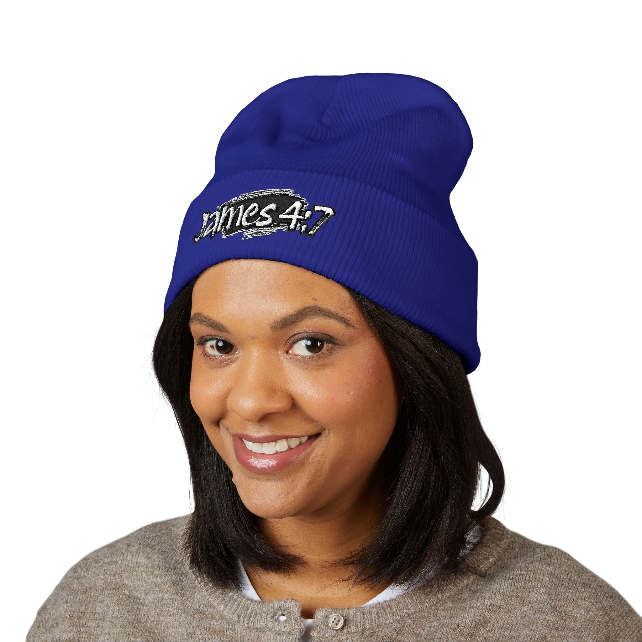 James 4:7 Embroidered Cuffed Beanie