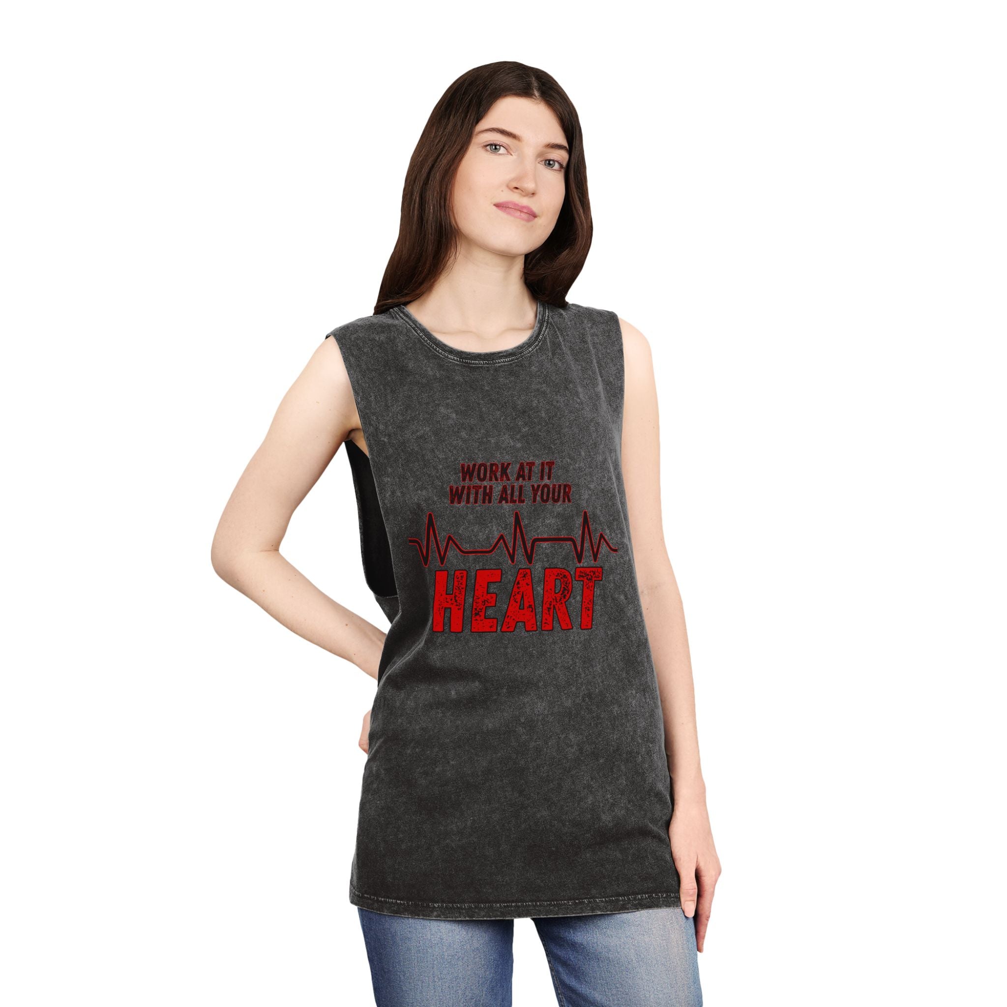 Colossians 3:23: "Work At It With All Your Heart"  — Stonewash Tank Top
