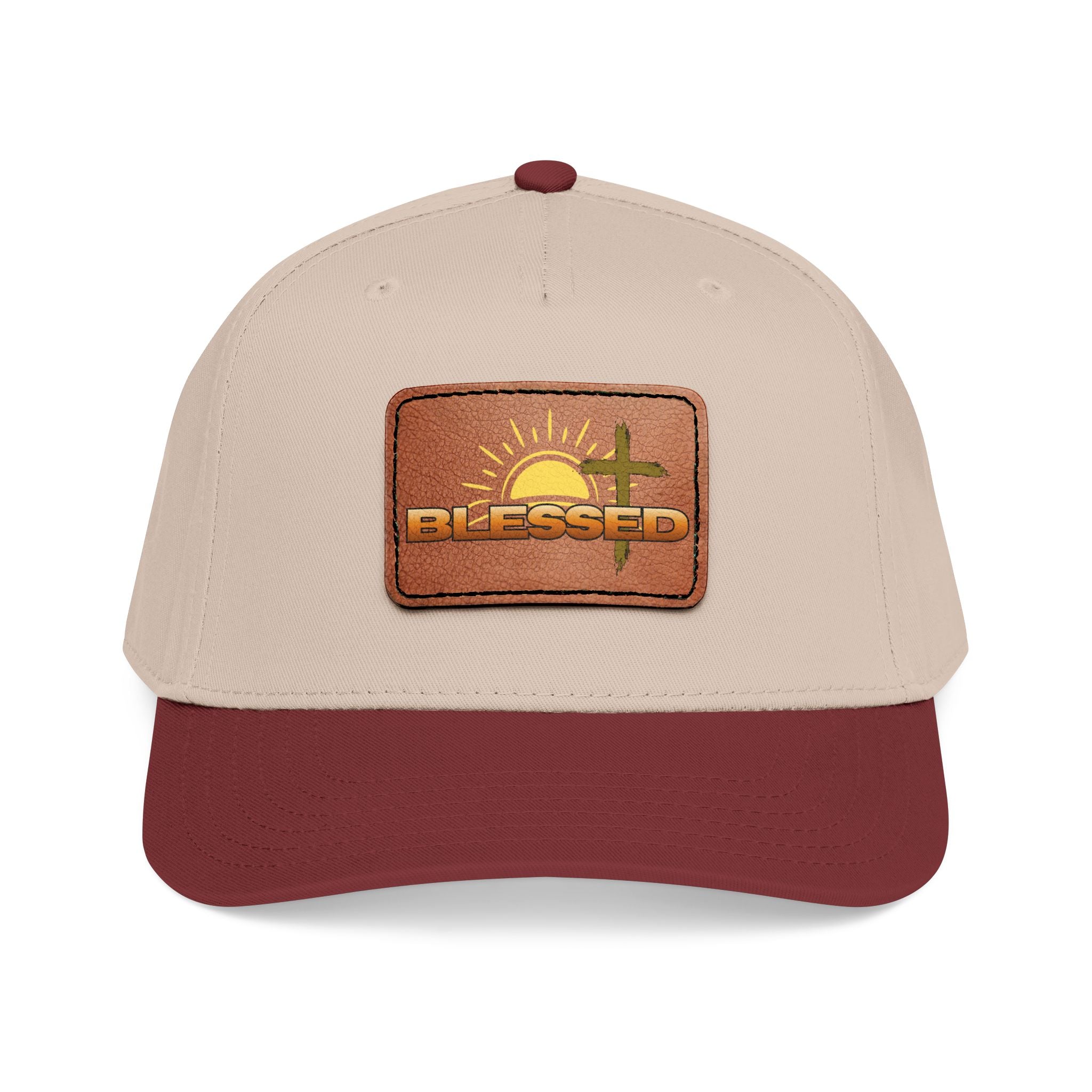 'Blessed' Sunrise Leather Patch Baseball Cap — Sunrise Cross Christian Hat