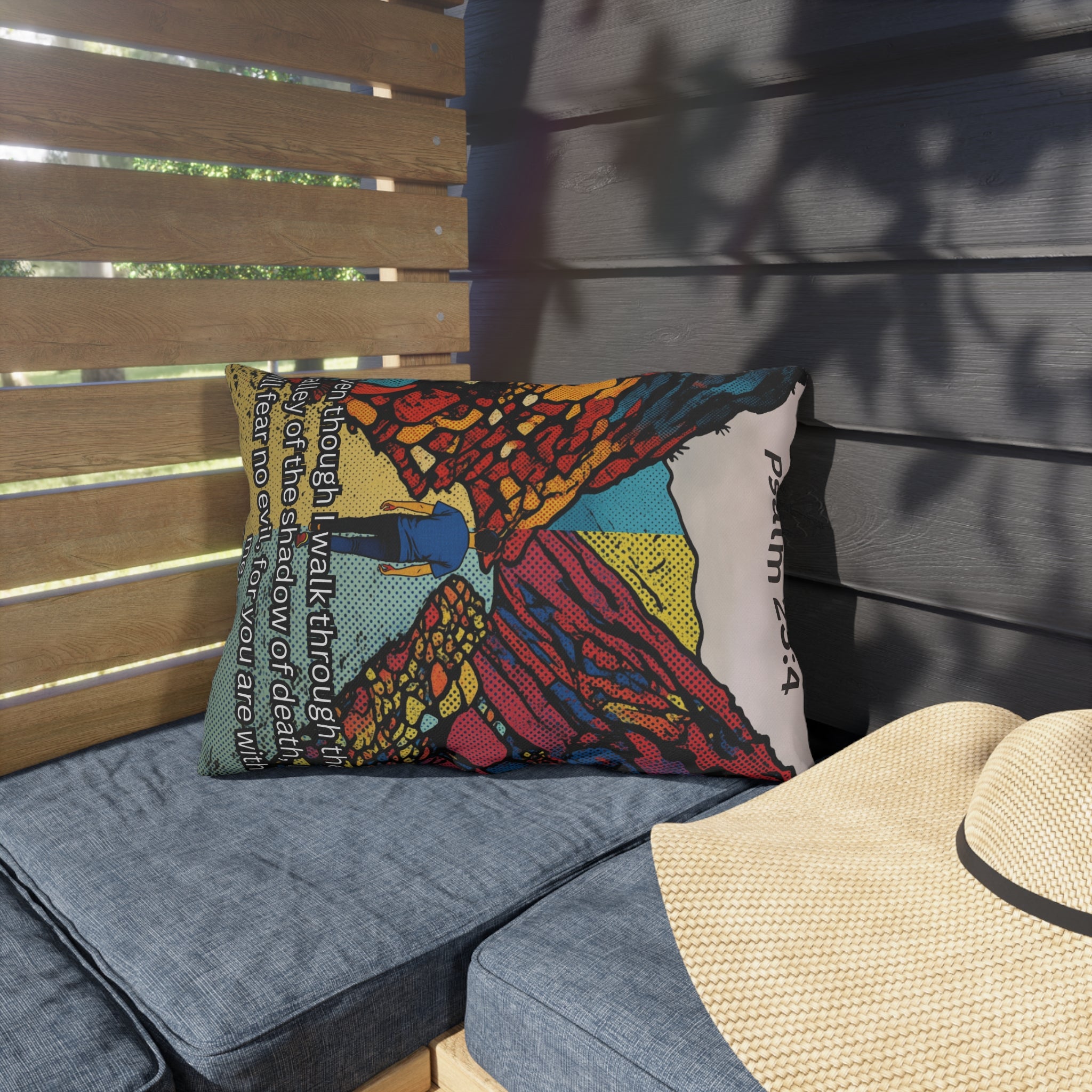 Psalm 23:4  — Outdoor Throw Pillow