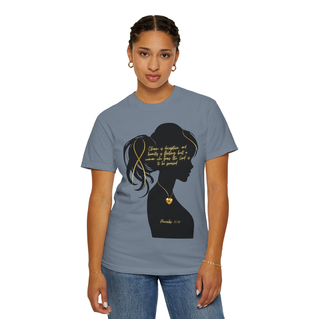 Proverbs 31:30 Gold Heart- T-Shirt