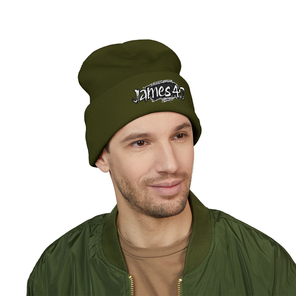 James 4:7 Embroidered Cuffed Beanie