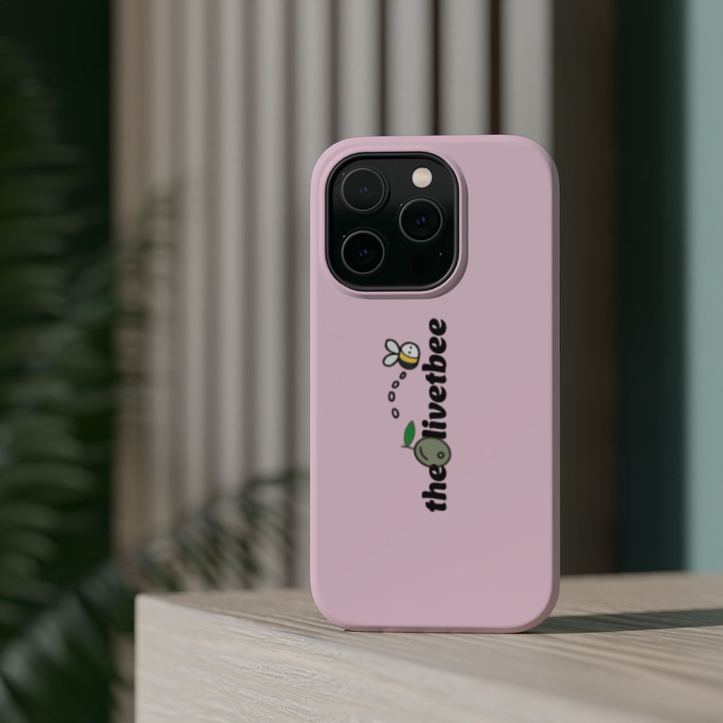 Pink Magnetic Impact-Resistant Phone Case — 'theolivetbee' , Shockproof MagSafe-Compatible Protection