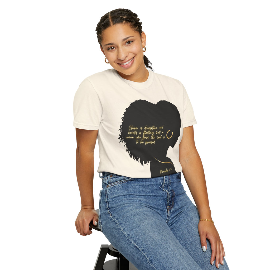 Proverbs 31:30 Gold Earring - T-Shirt