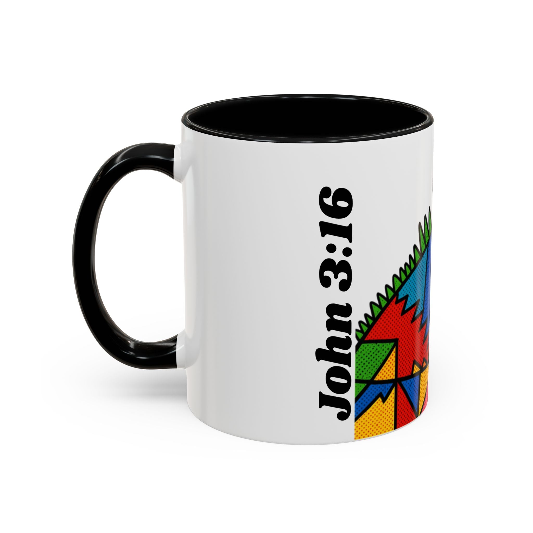 Colorful Christian Cross Accent Coffee Mug — Vibrant Faith Art (11/15oz)