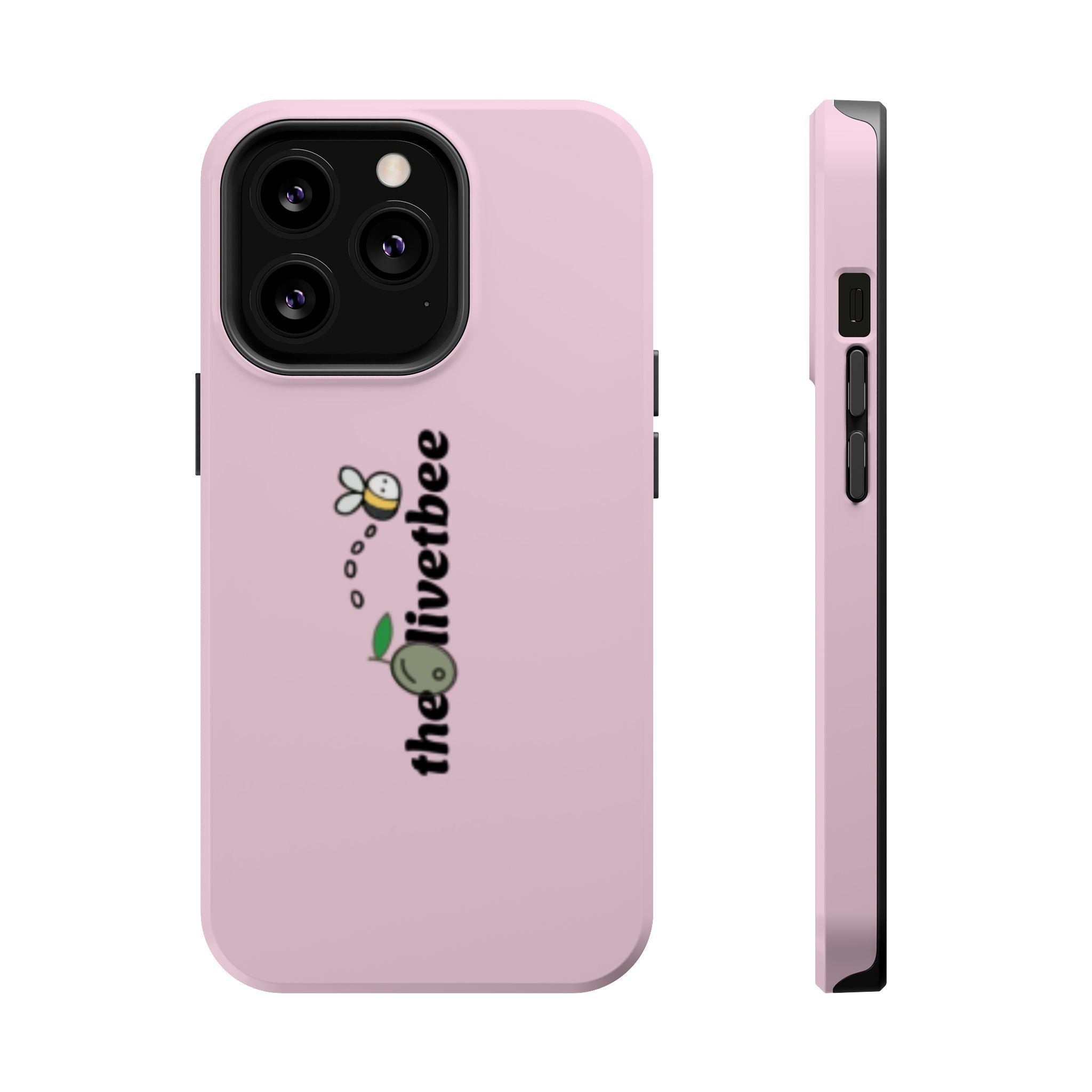Pink Magnetic Impact-Resistant Phone Case — 'theolivetbee' , Shockproof MagSafe-Compatible Protection