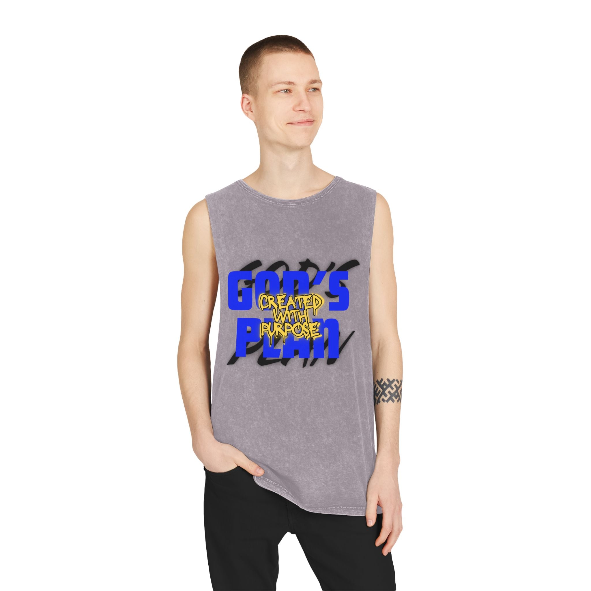 "Created With Purpose" — Graphic Stonewash Muscle Tee