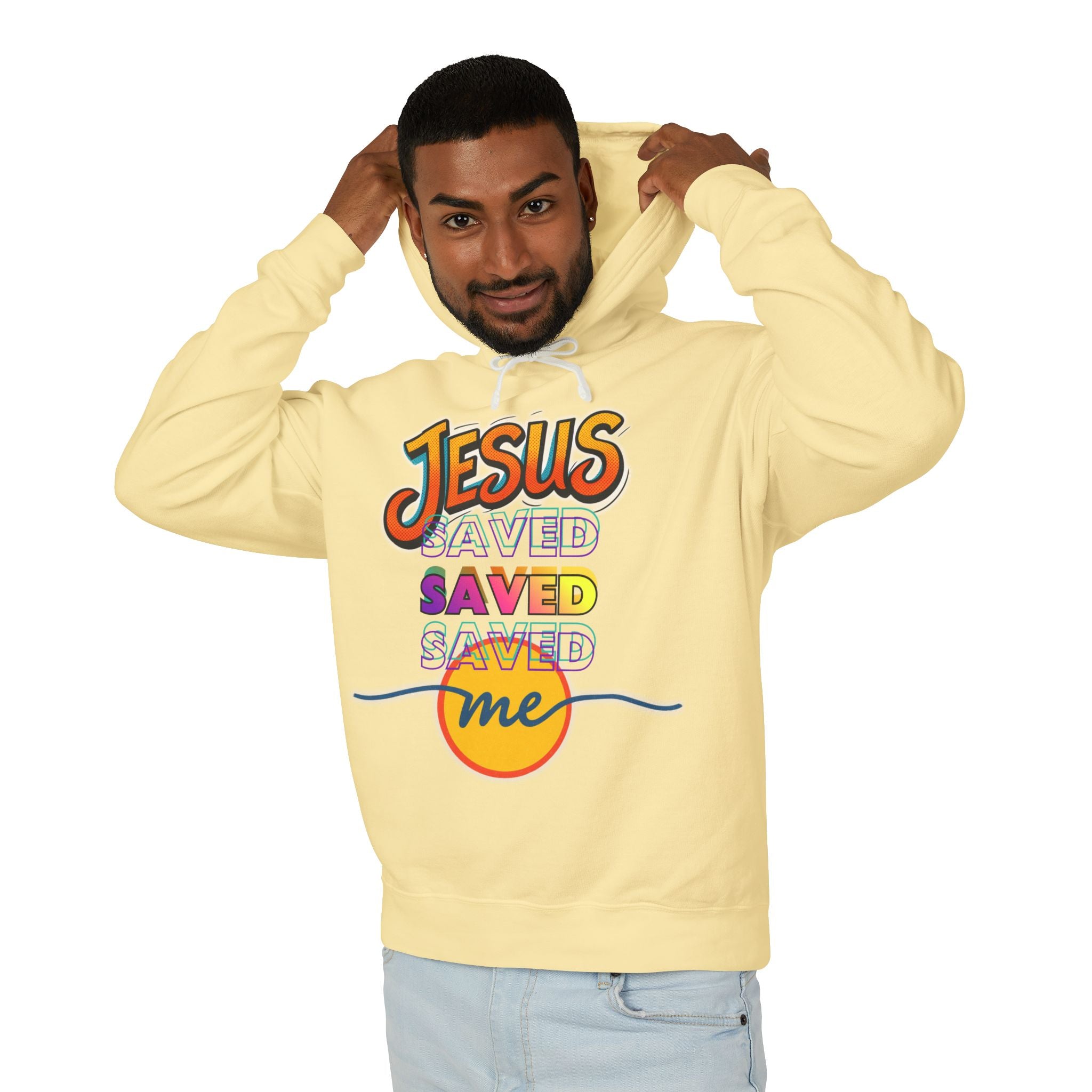 "Jesus Saved Me" Lightweight Hooded Sweatshirt