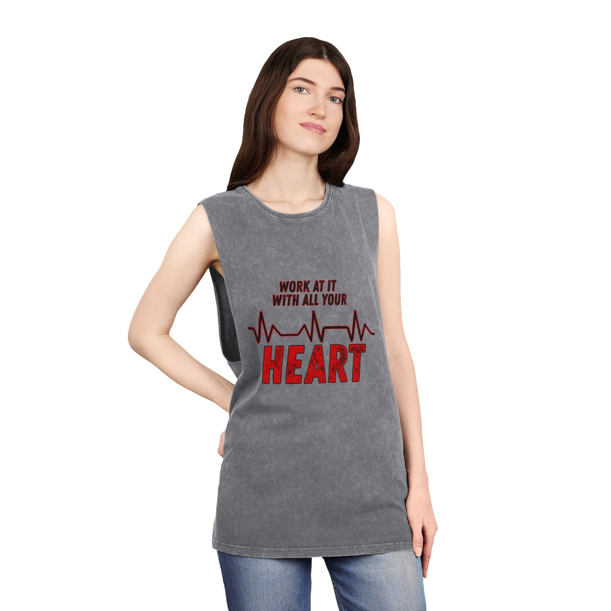 Colossians 3:23: "Work At It With All Your Heart"  — Stonewash Tank Top
