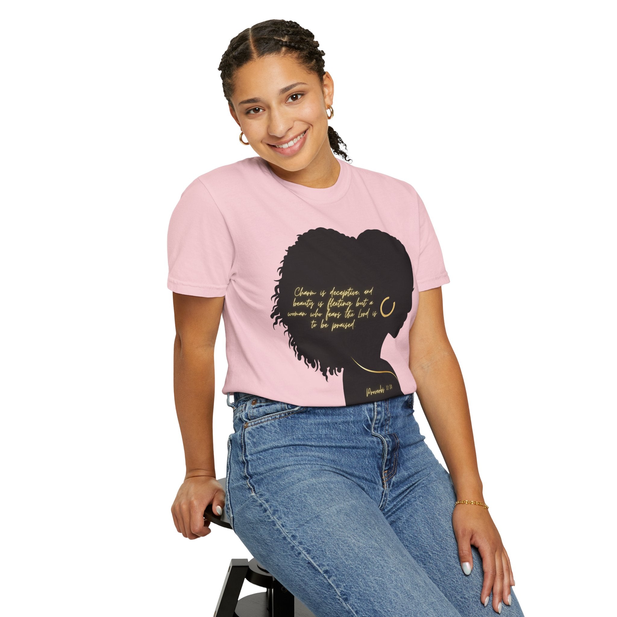 Proverbs 31:30 Gold Earring - T-Shirt