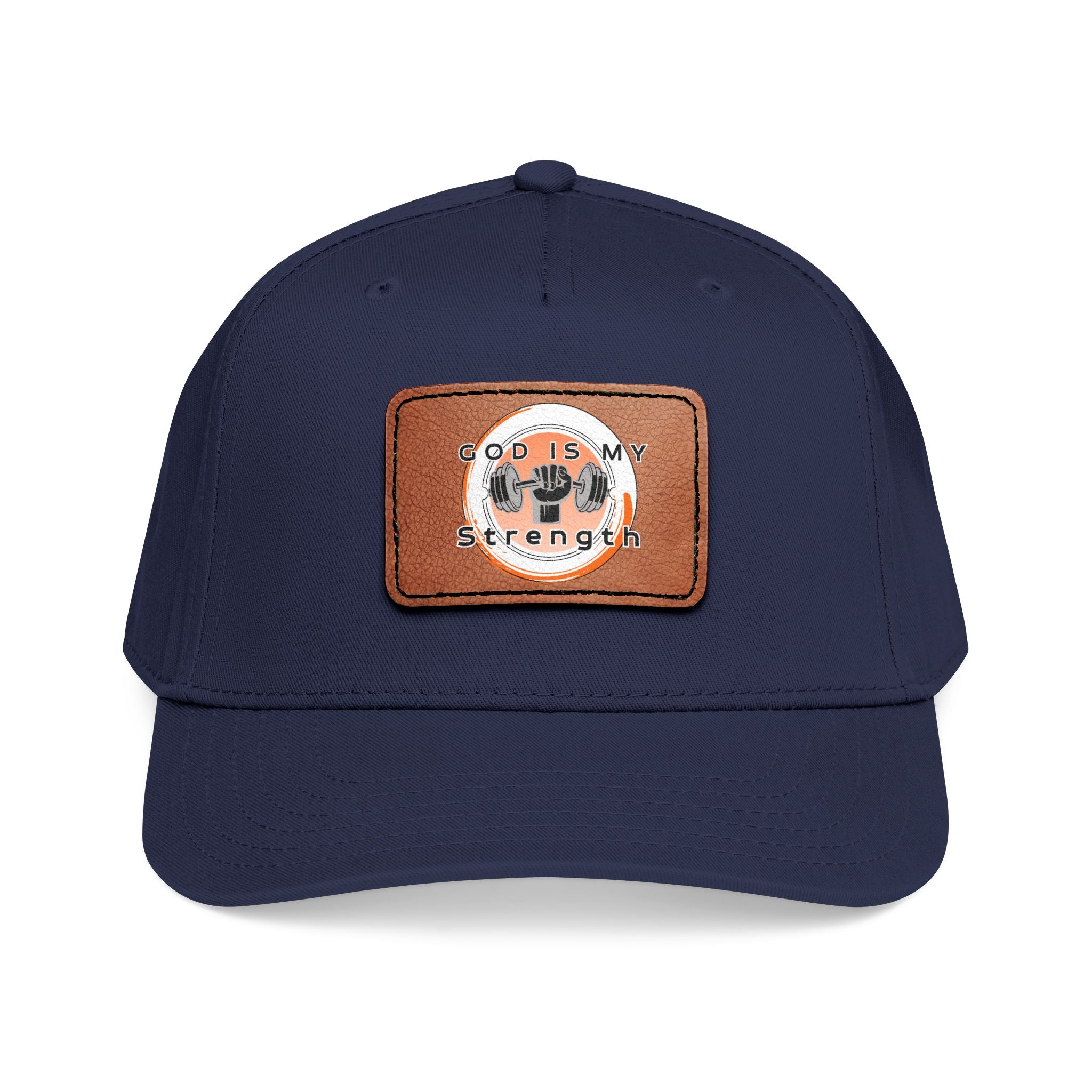 "God Is My Strength" Leather Patch Baseball Cap