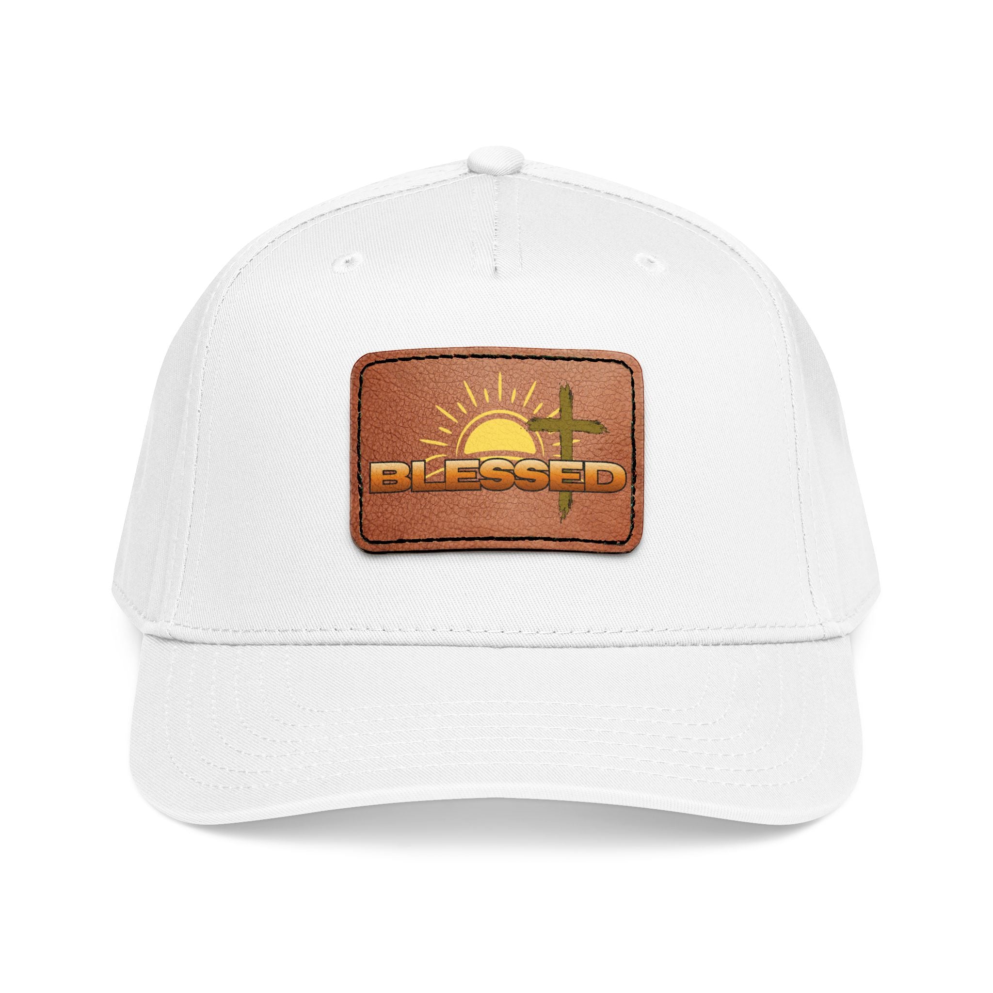 'Blessed' Sunrise Leather Patch Baseball Cap — Sunrise Cross Christian Hat