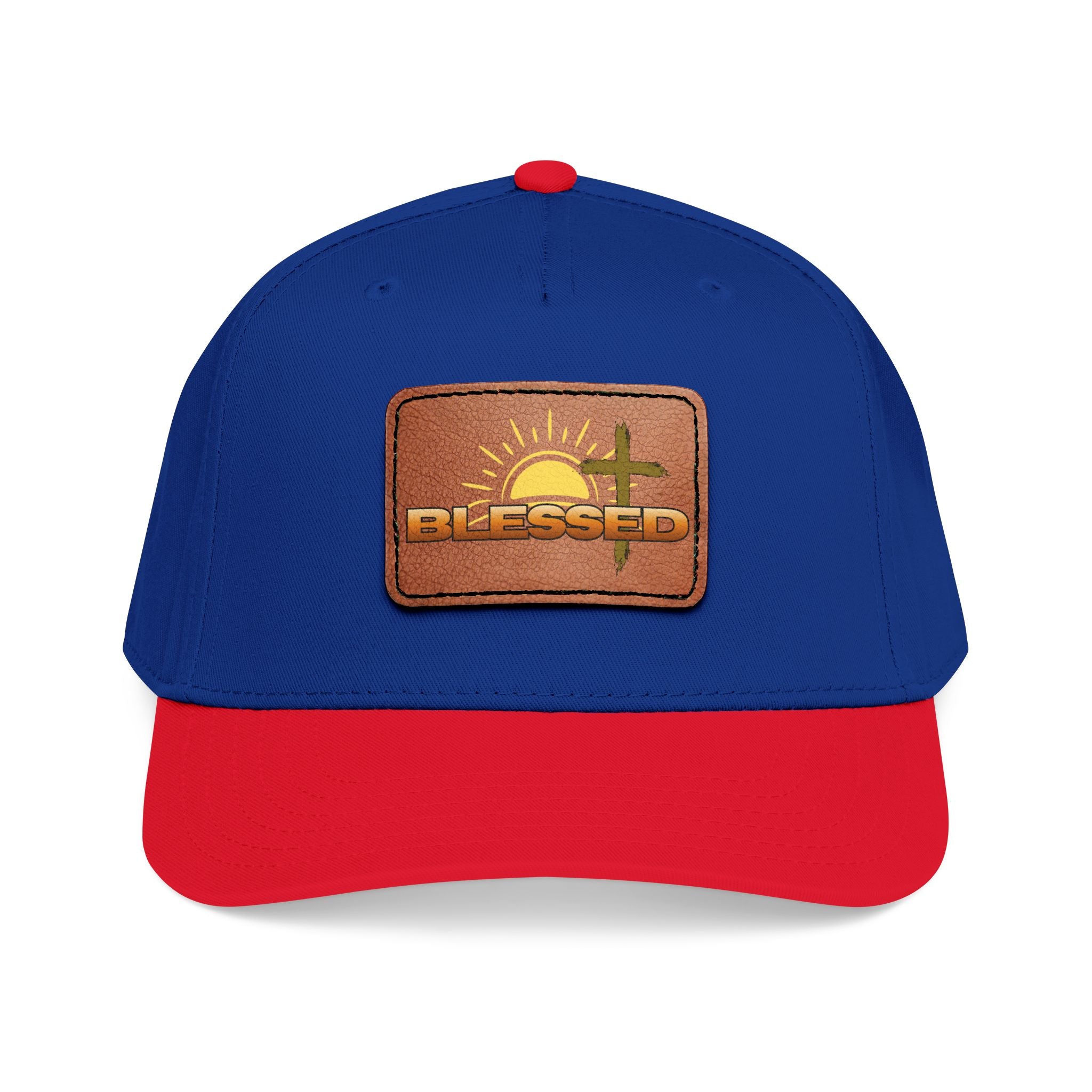 'Blessed' Sunrise Leather Patch Baseball Cap — Sunrise Cross Christian Hat