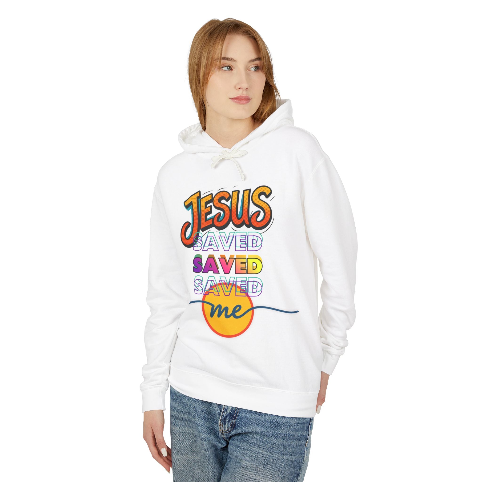"Jesus Saved Me" Lightweight Hooded Sweatshirt