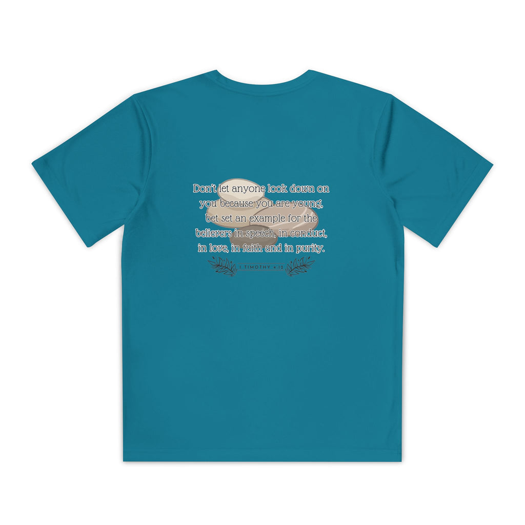 1 Timothy 4:12: 'Small But Mighty' Stones Youth Competitor Tee