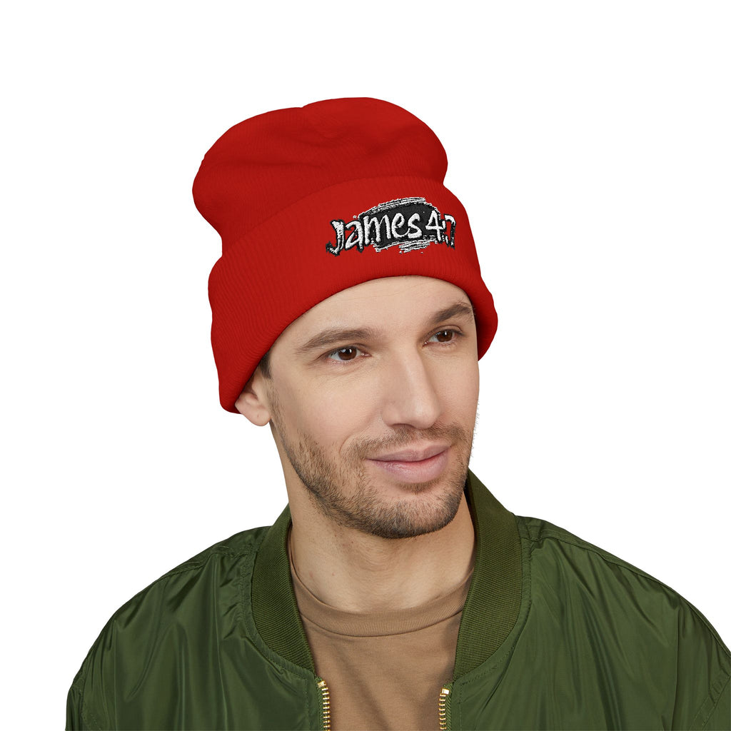 James 4:7 Embroidered Cuffed Beanie
