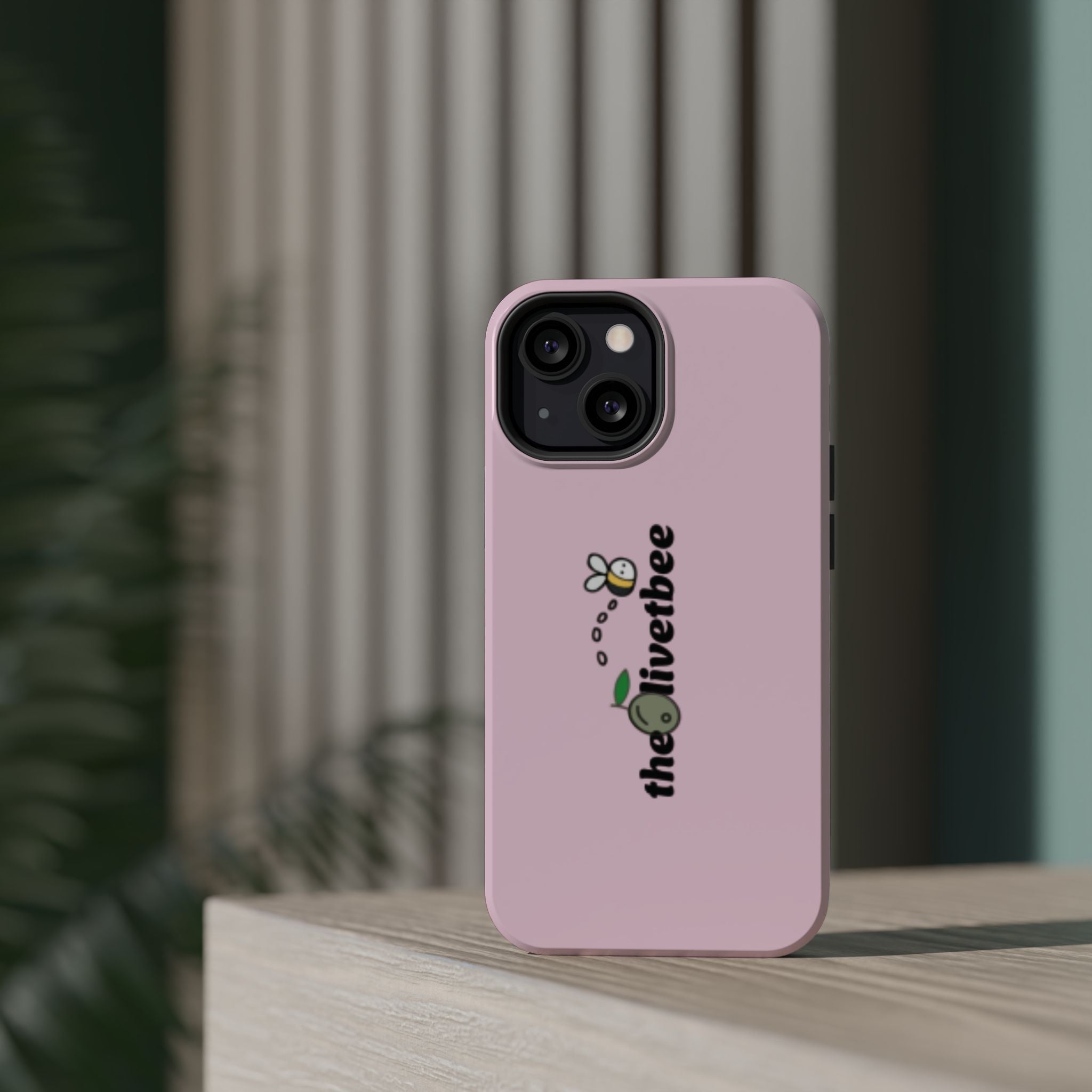 Pink Magnetic Impact-Resistant Phone Case — 'theolivetbee' , Shockproof MagSafe-Compatible Protection