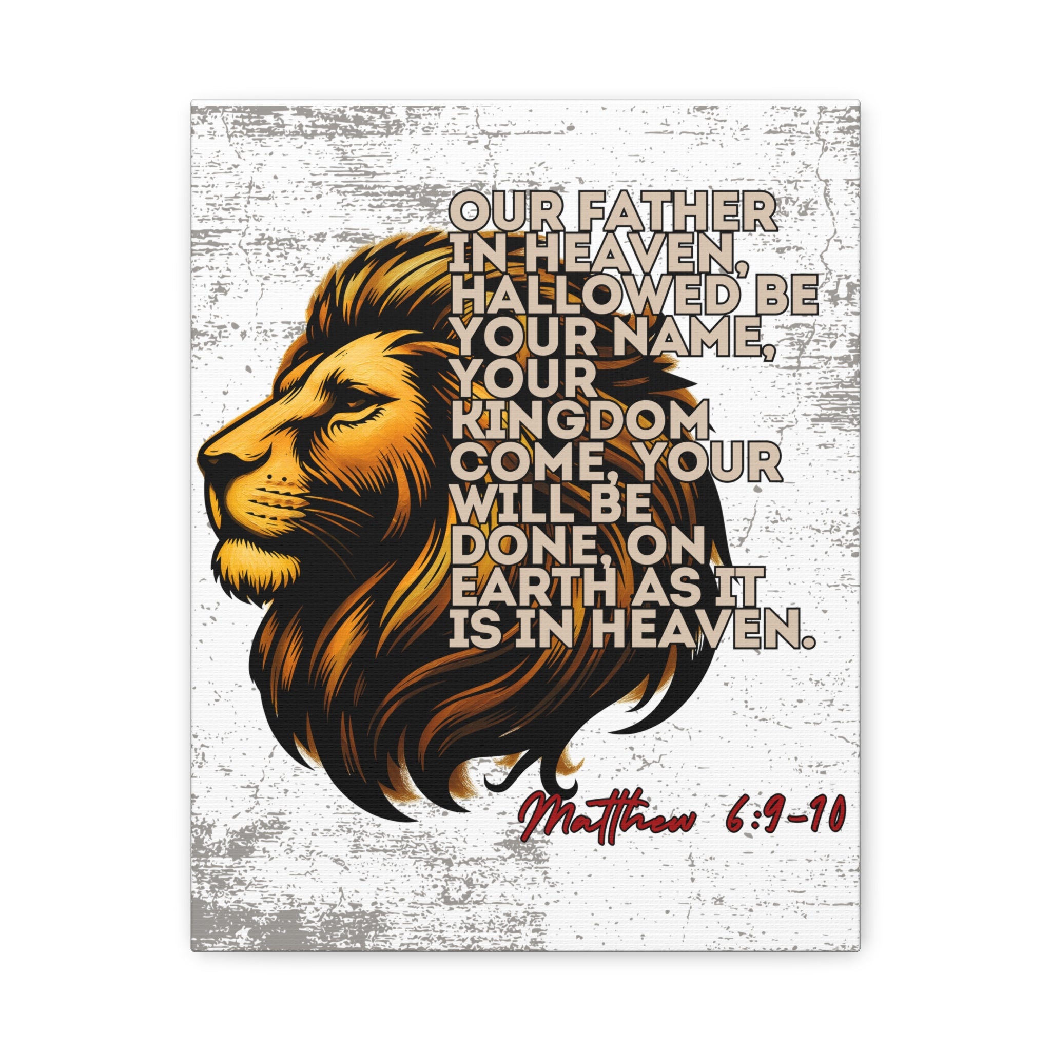 Matthew 6:9-10 Lion Prayer Wall Canvas