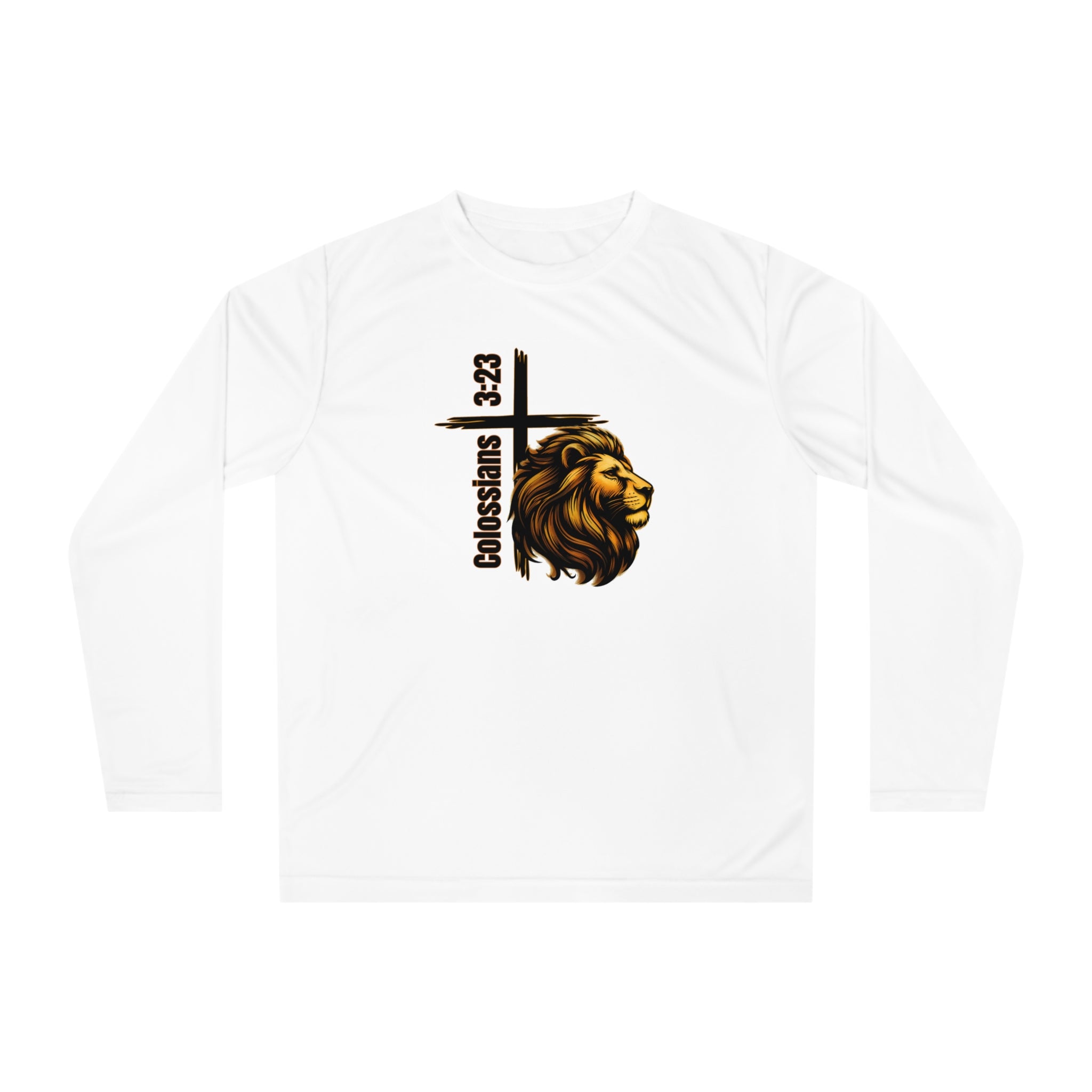 Colossians 3:23: Lion Long Sleeve Performance Shirt
